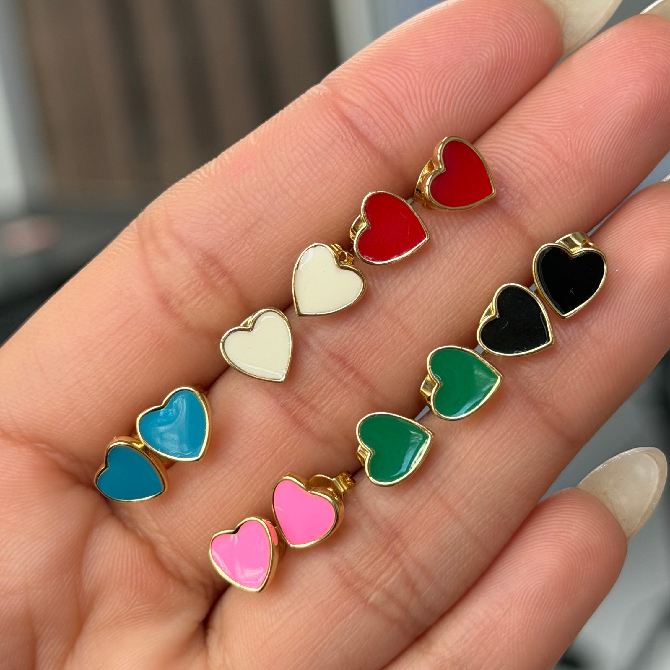 Enamel Hearts Earring