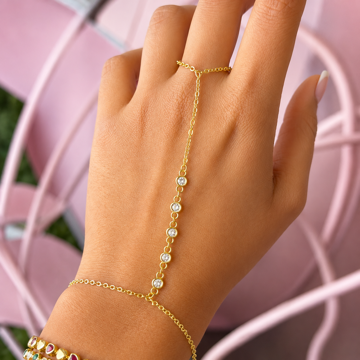 Delicate Hand Crystal Chain Bracelet