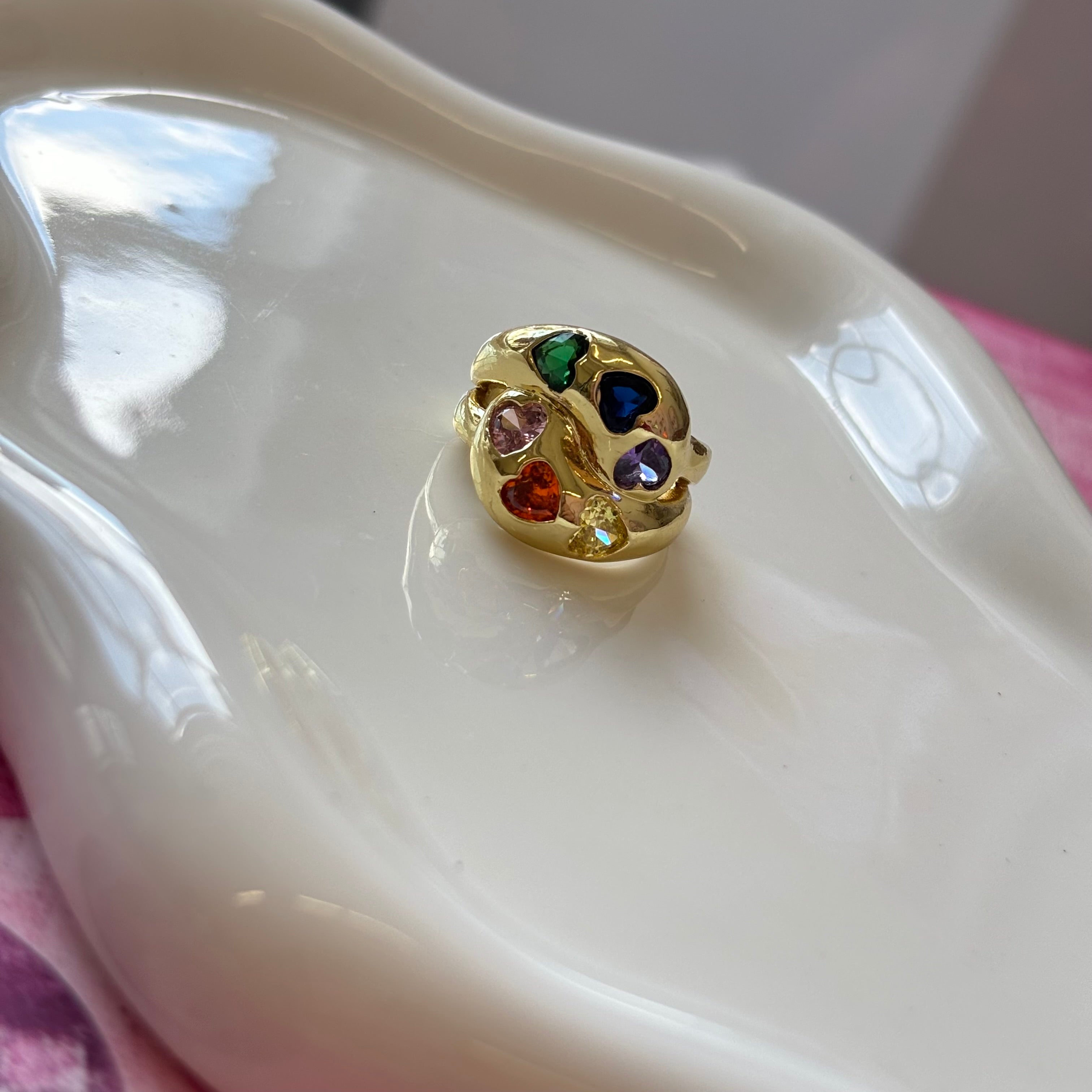 Hearts Color Crystal Ring