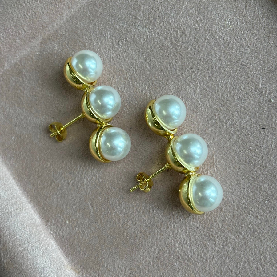 Chunky Line Pearl Earrings