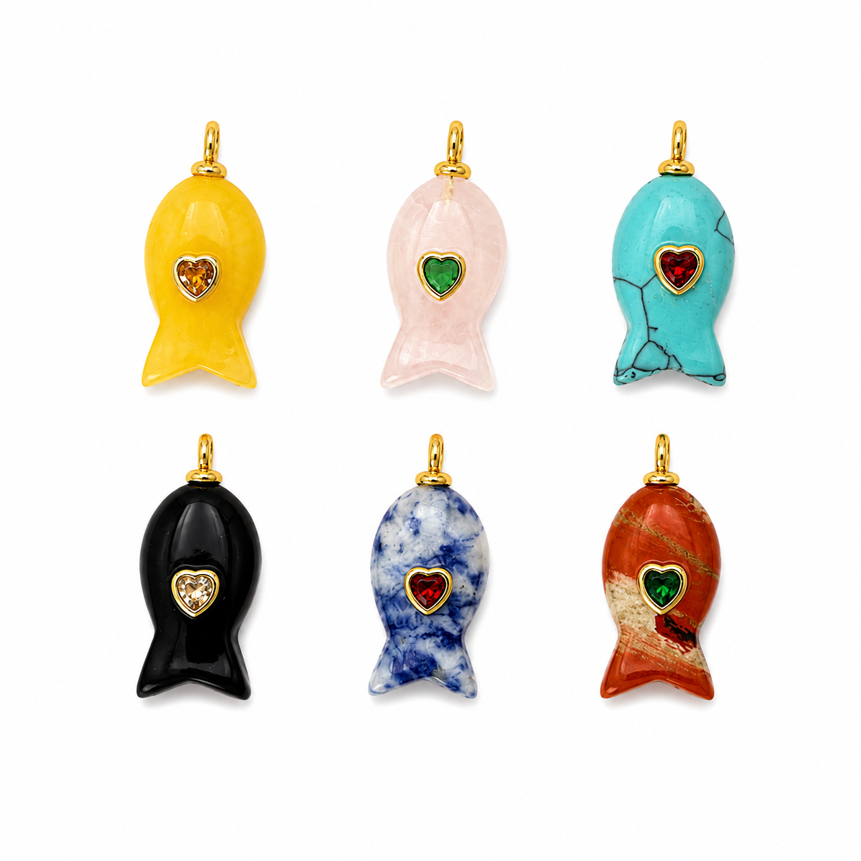 Natural Stone Fish Charm