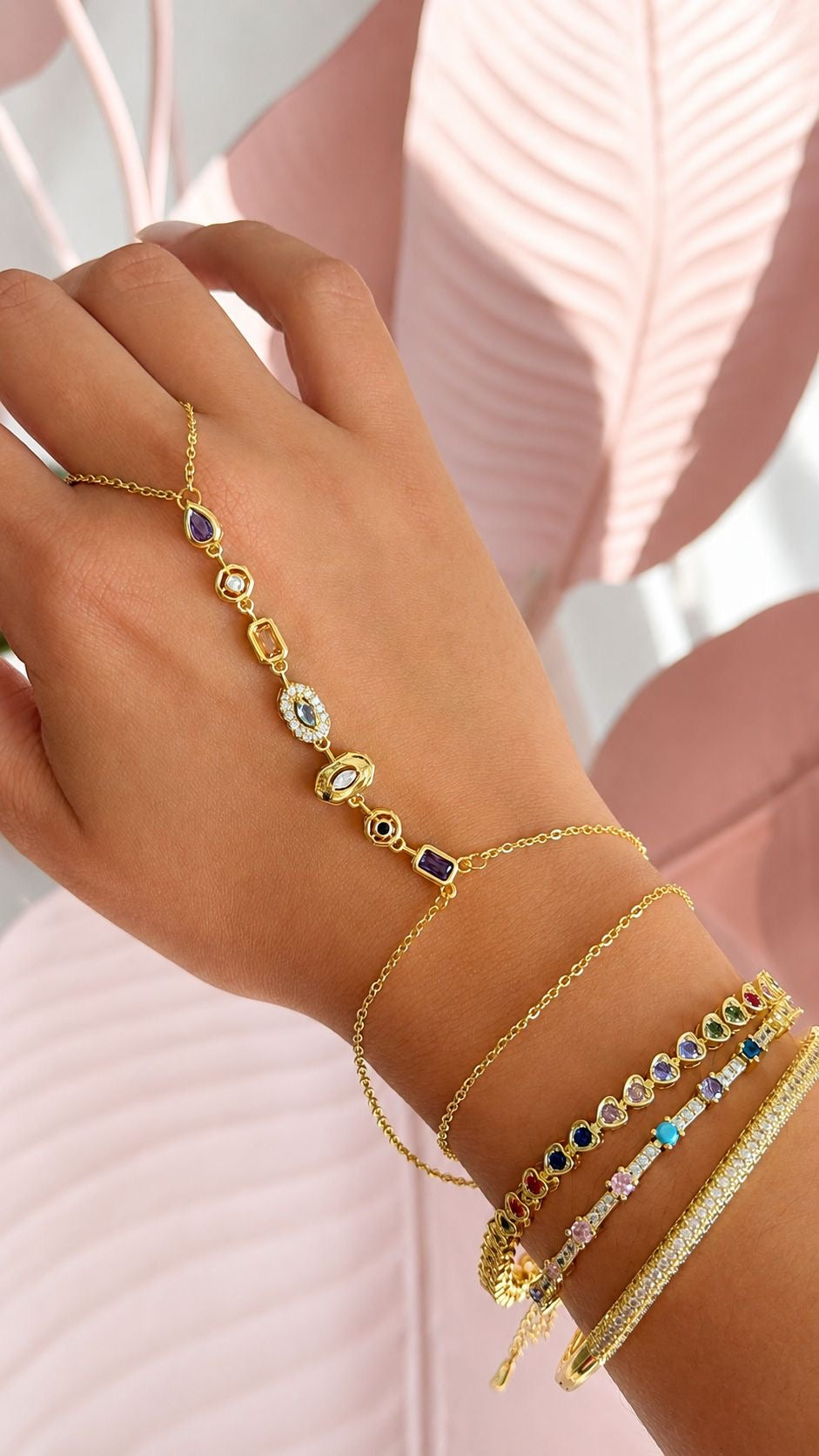 Hand Chain Bracelet Crystal Color