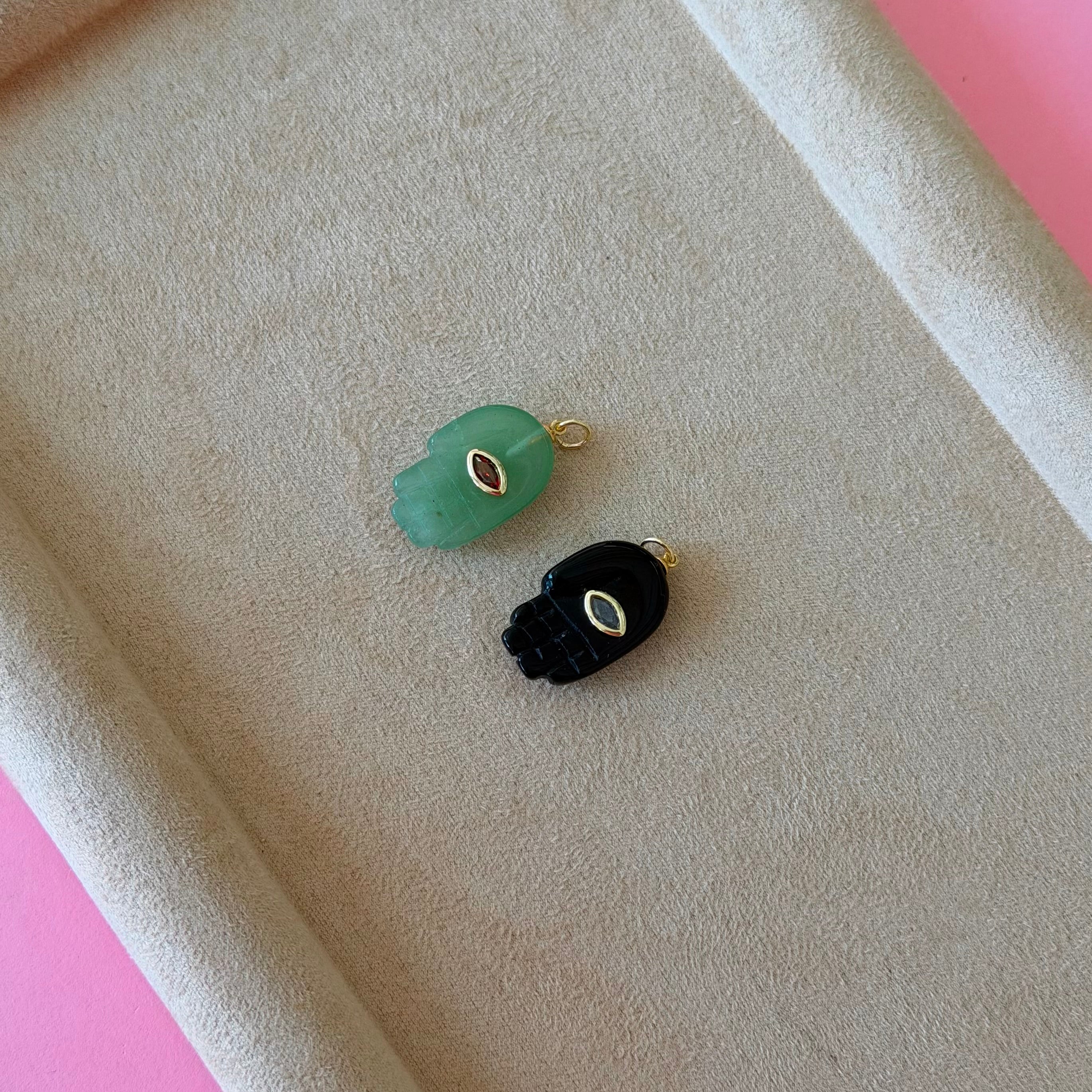 Natural Stone Fatima Hand Evil Eye Charm