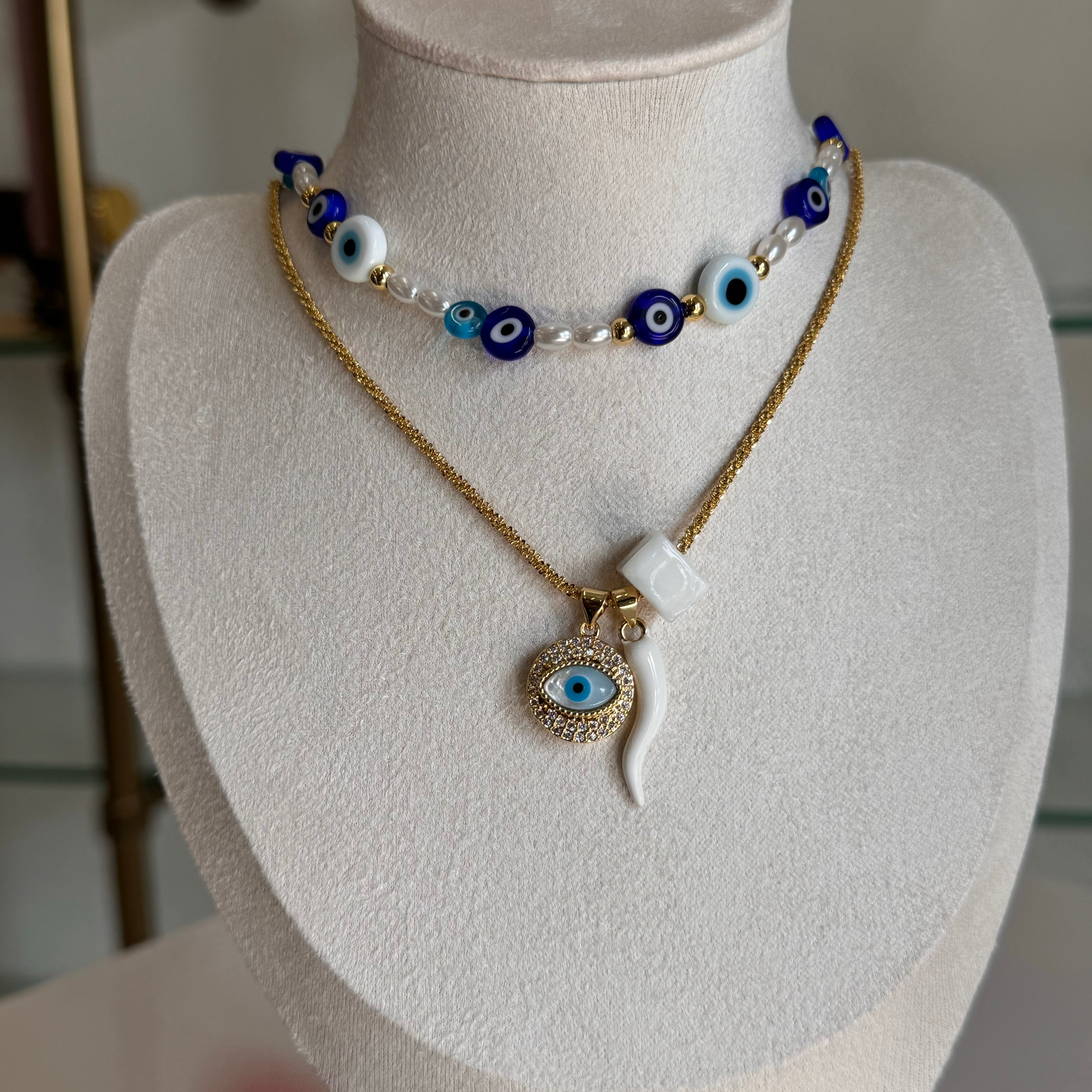 Blue Shades Evil eye Necklace