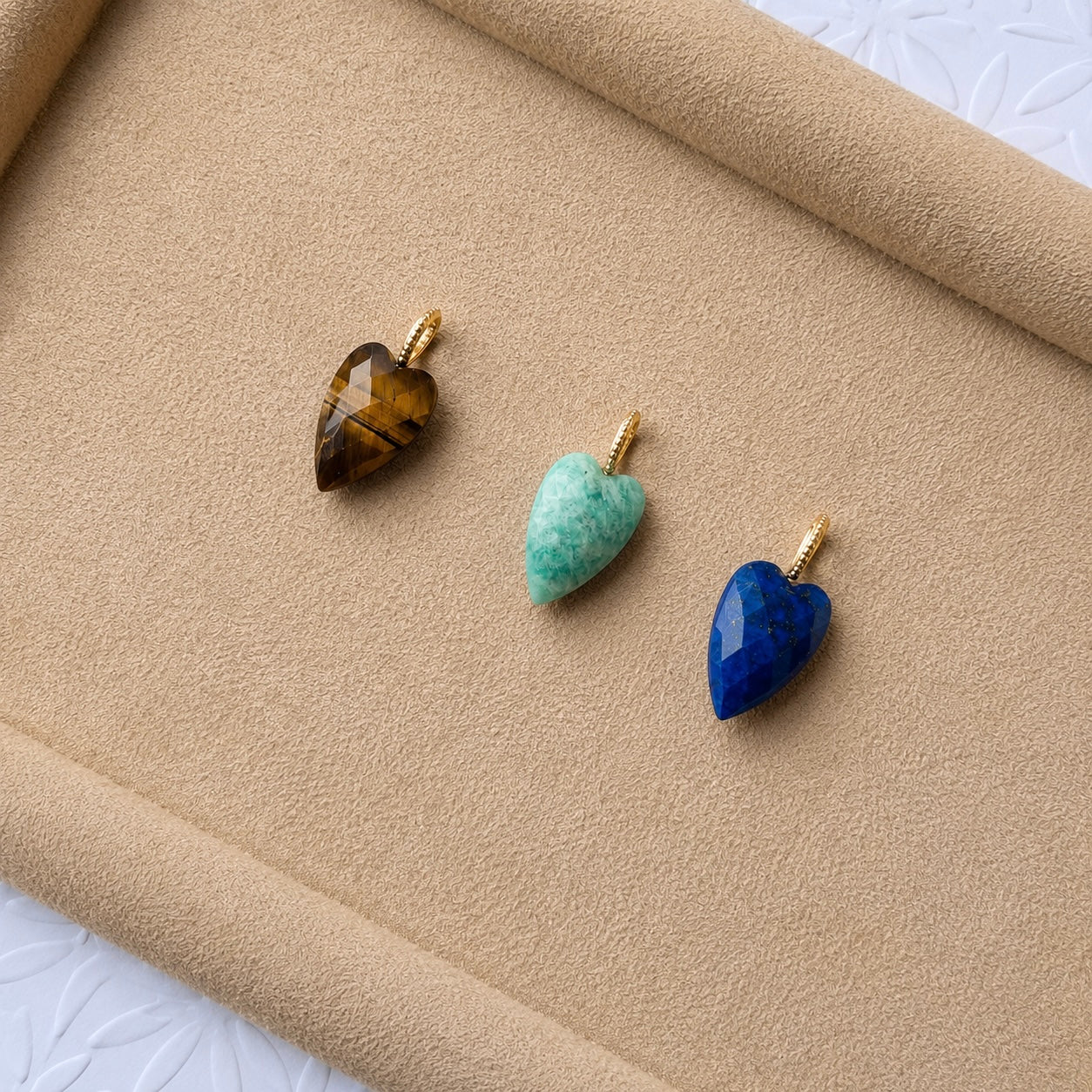 Heart long Natural Stone Charm