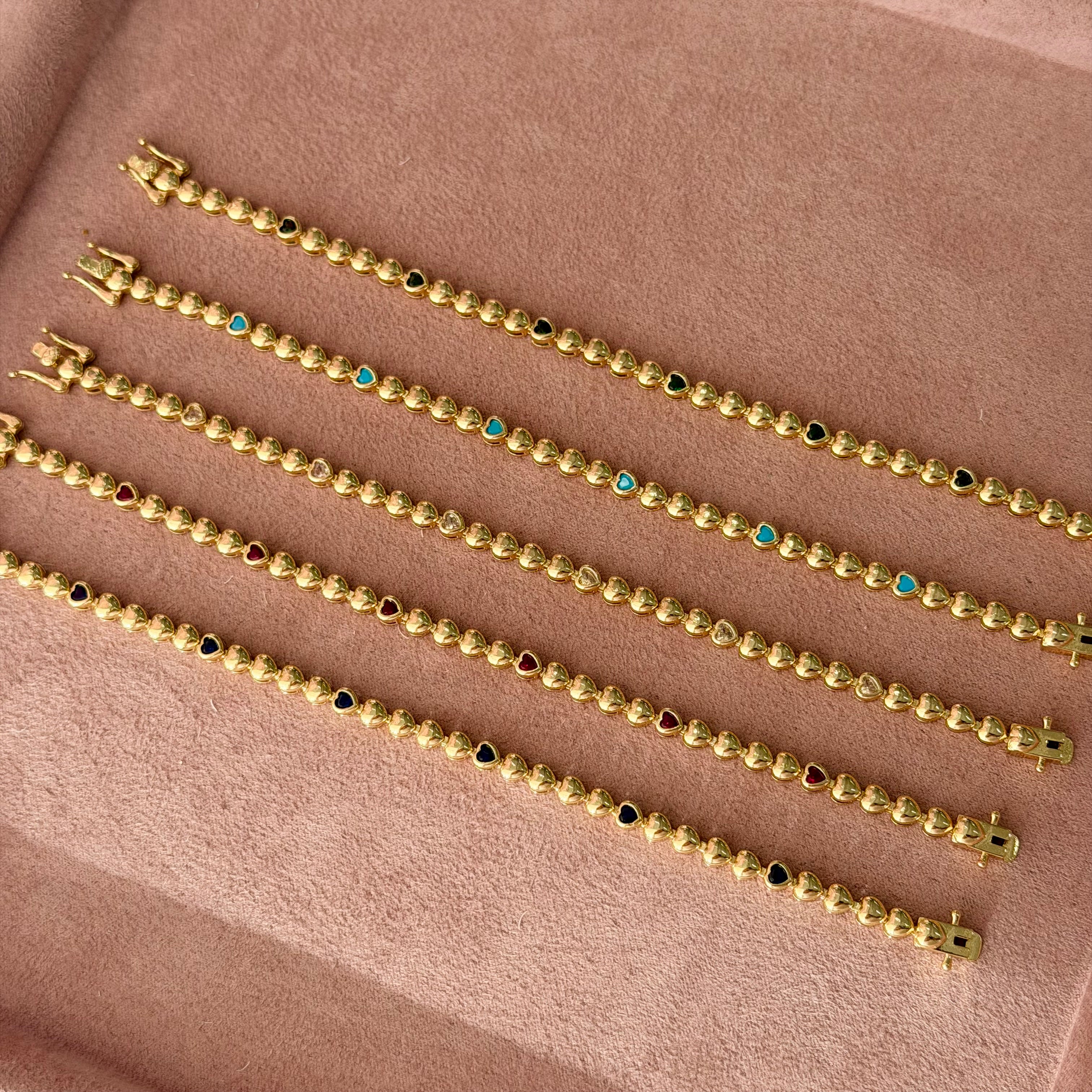 Mini Pavé Heart Tennis Bracelets