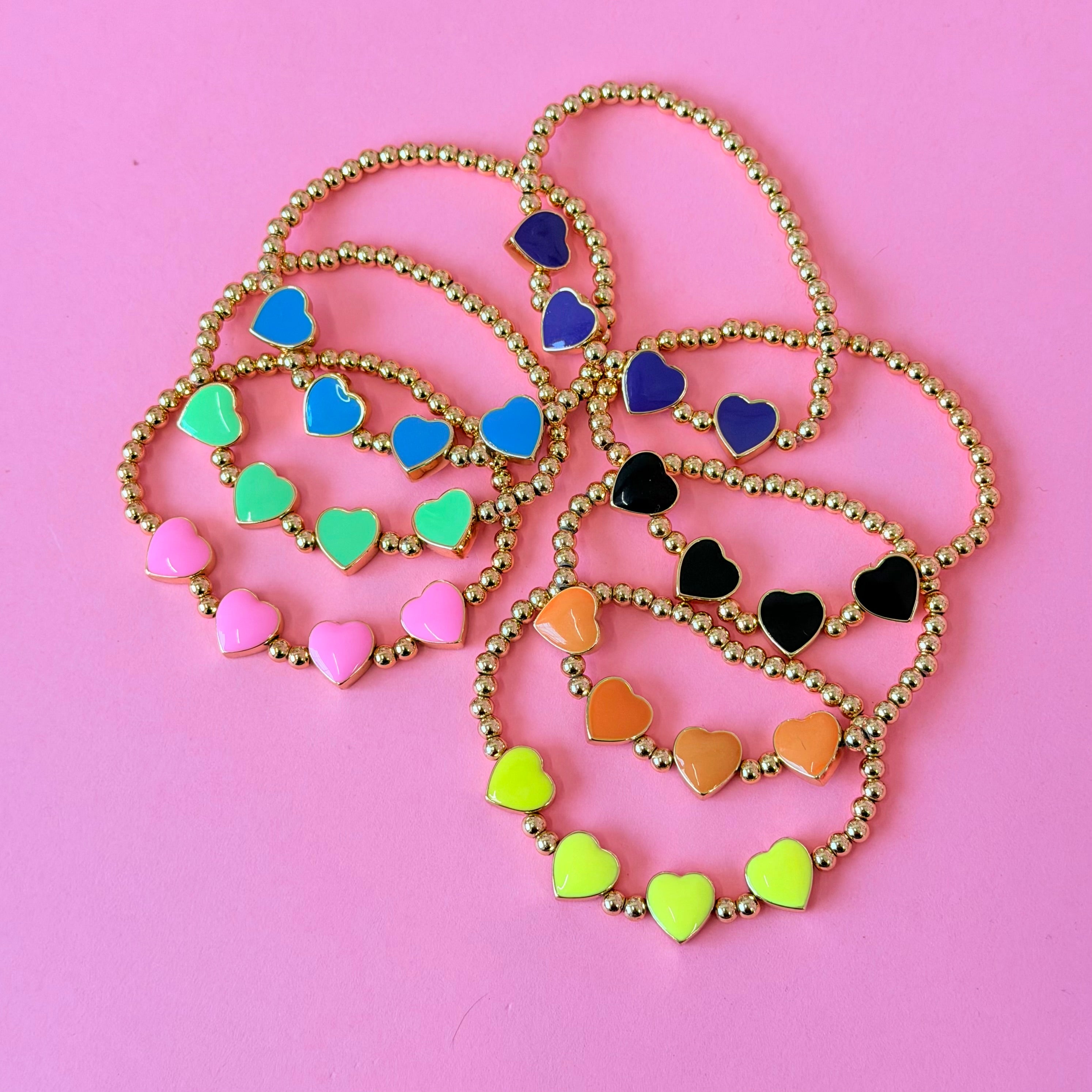 Enamel Hearts Beaded Bracelet