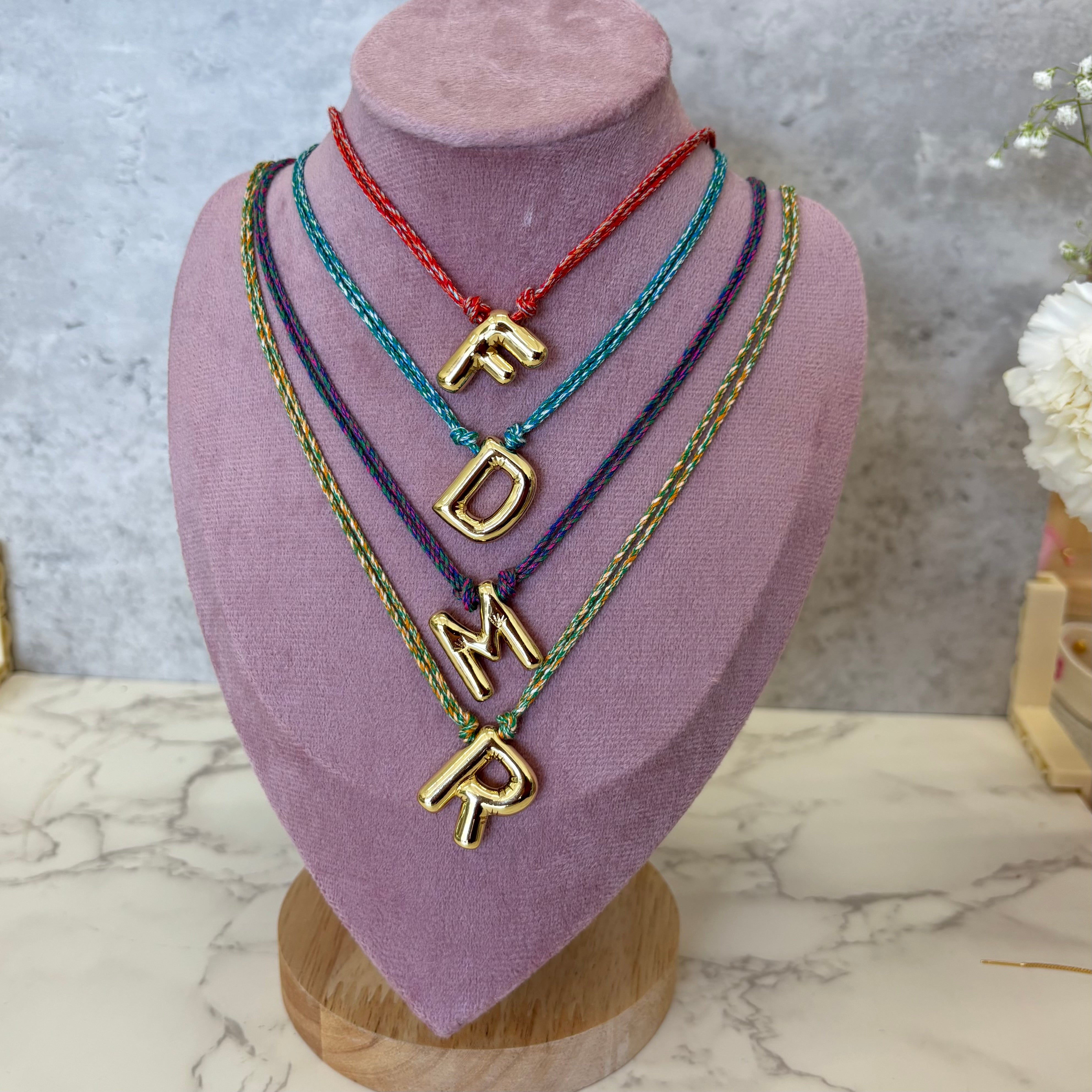 Rope Necklace Chunky Plain Initial Letter