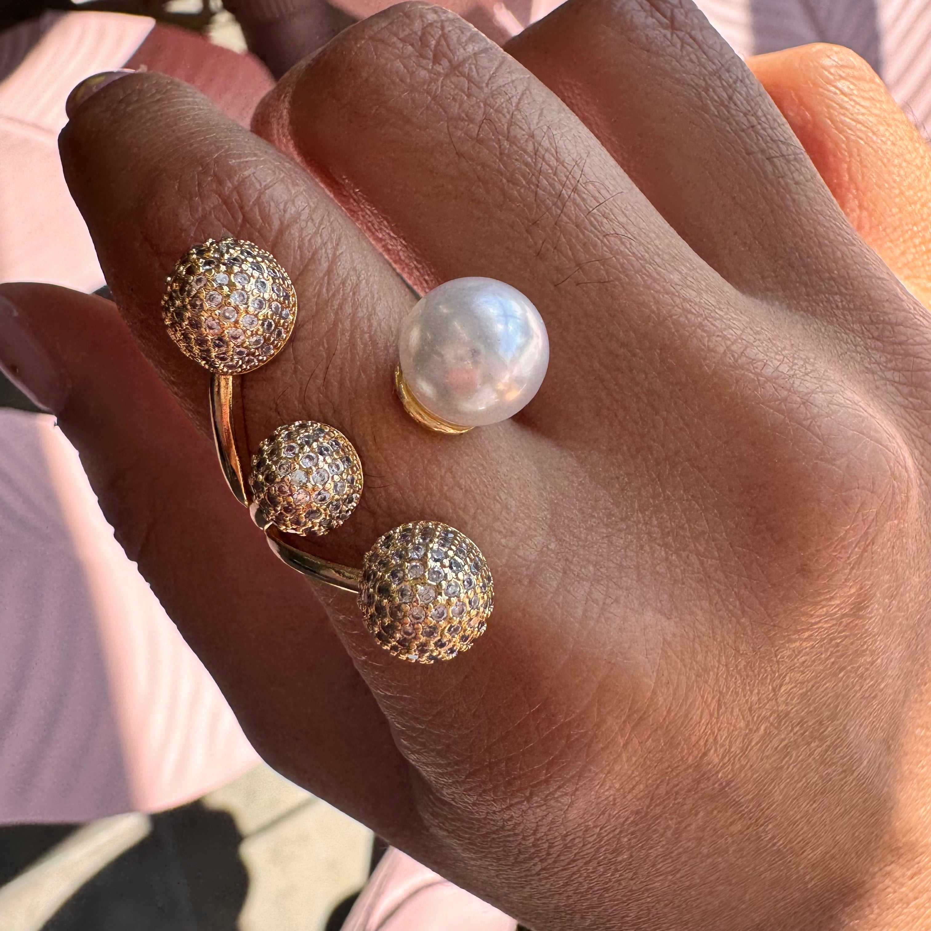 Trio Zirconium and Pearl Ring
