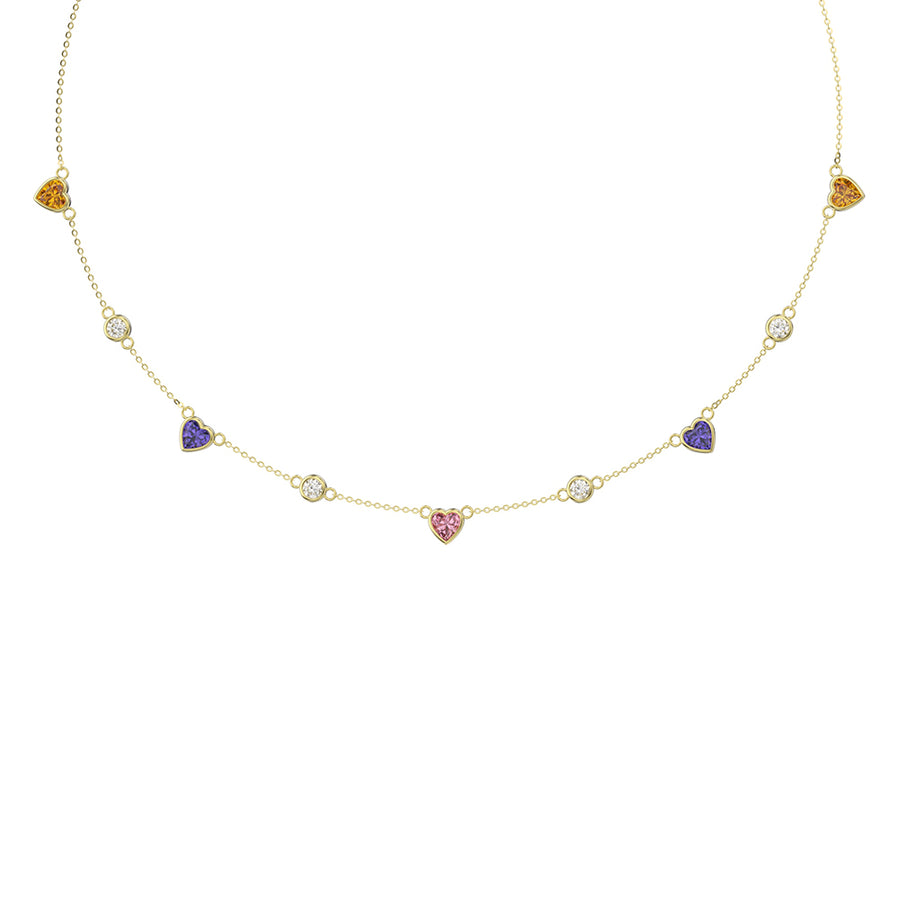 Crystal Color Hearts Necklace