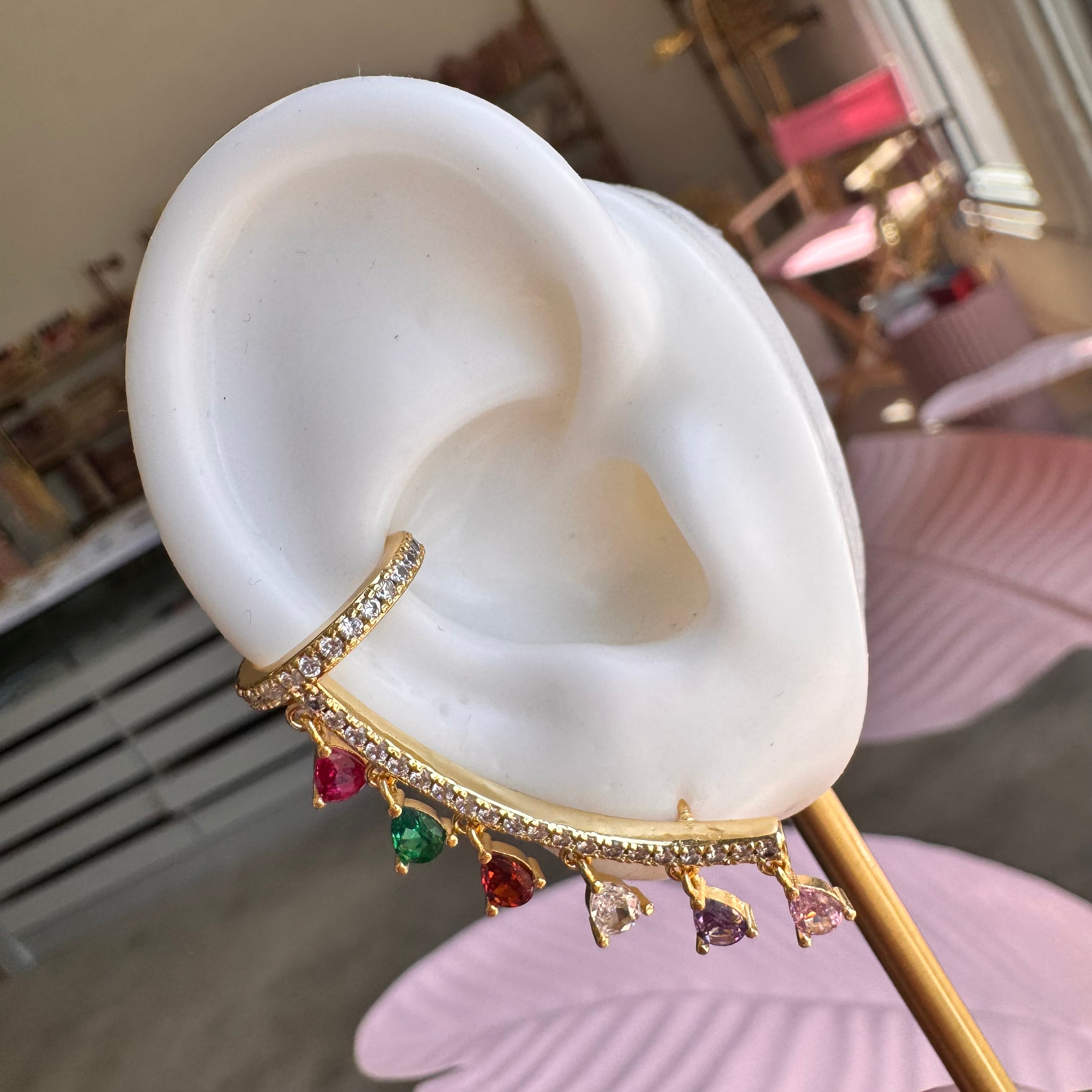 Crystals Drops Earrings Plus Earcuff