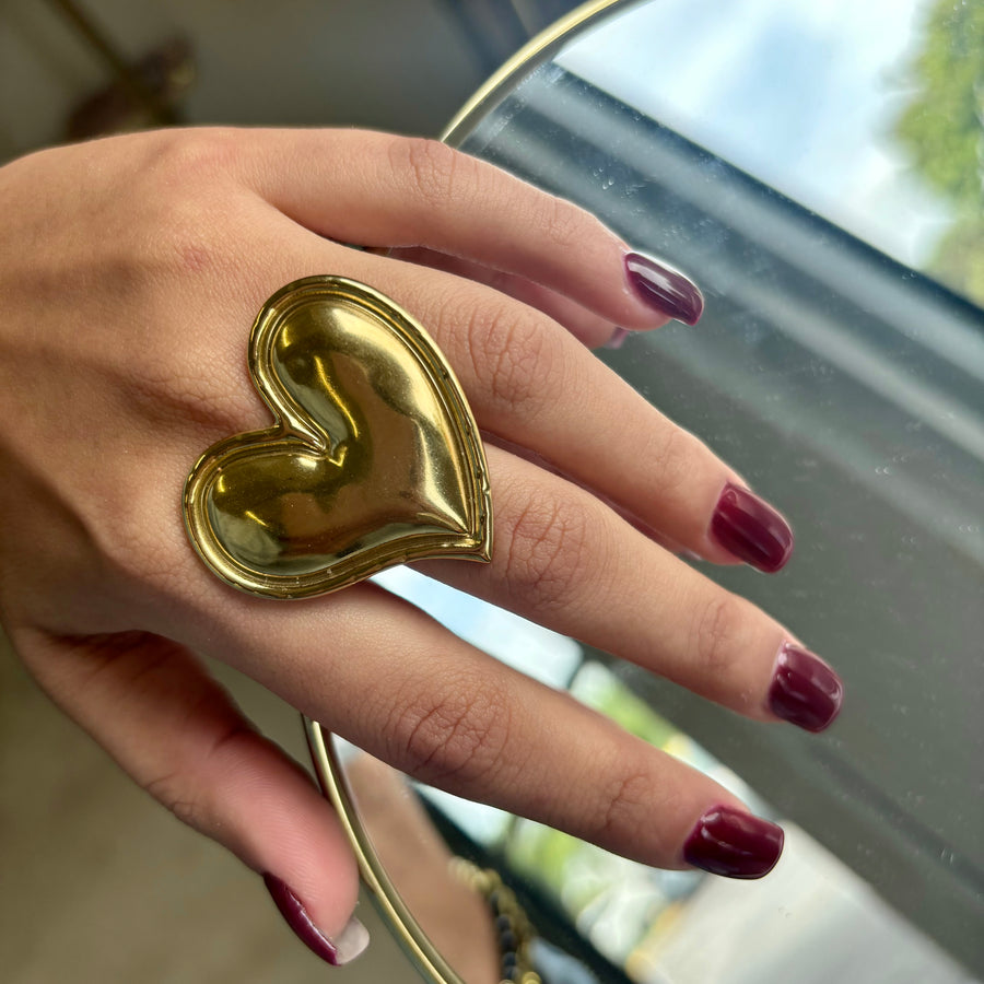 Bold Golden Heart Ring