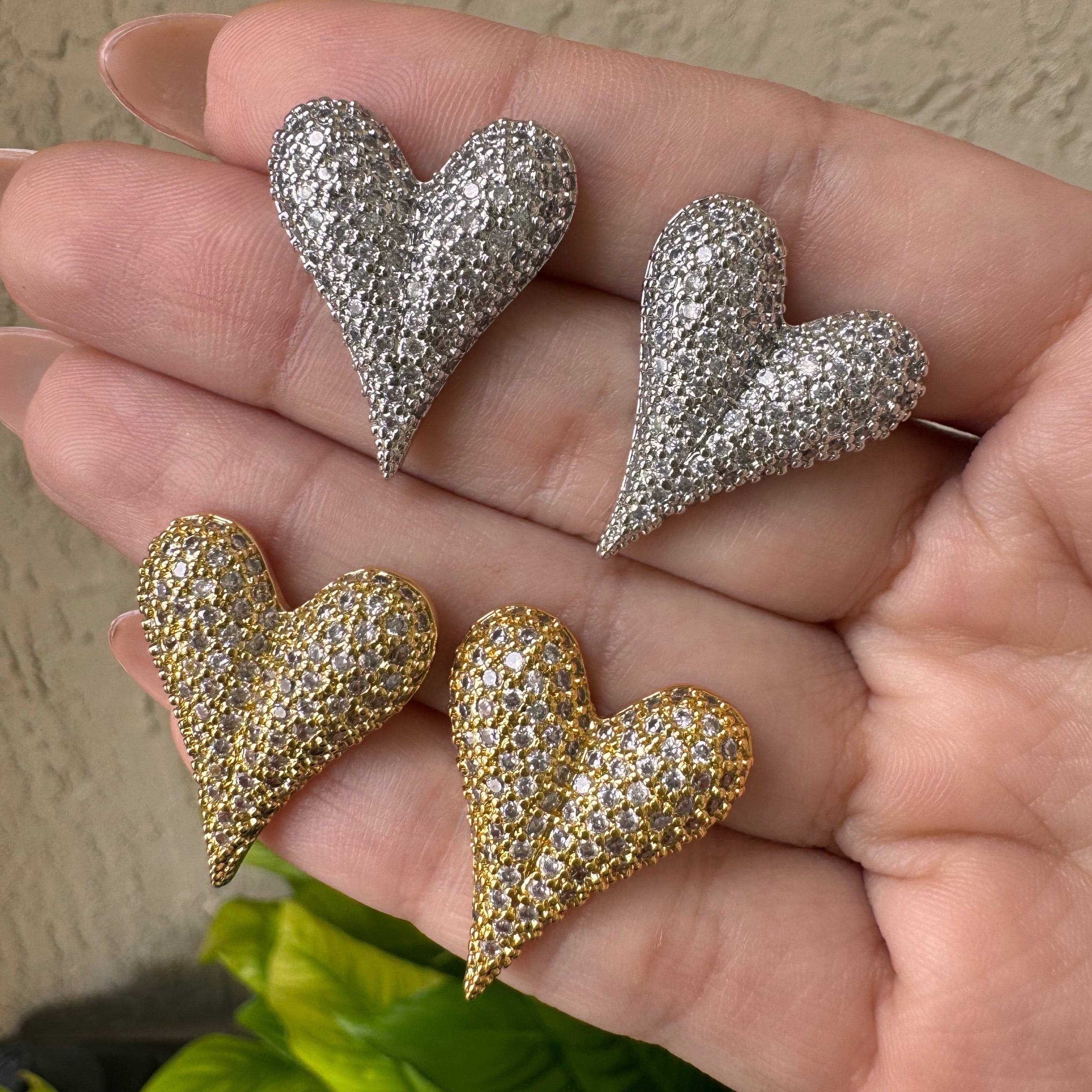 Curve Zirconium Heart Earring