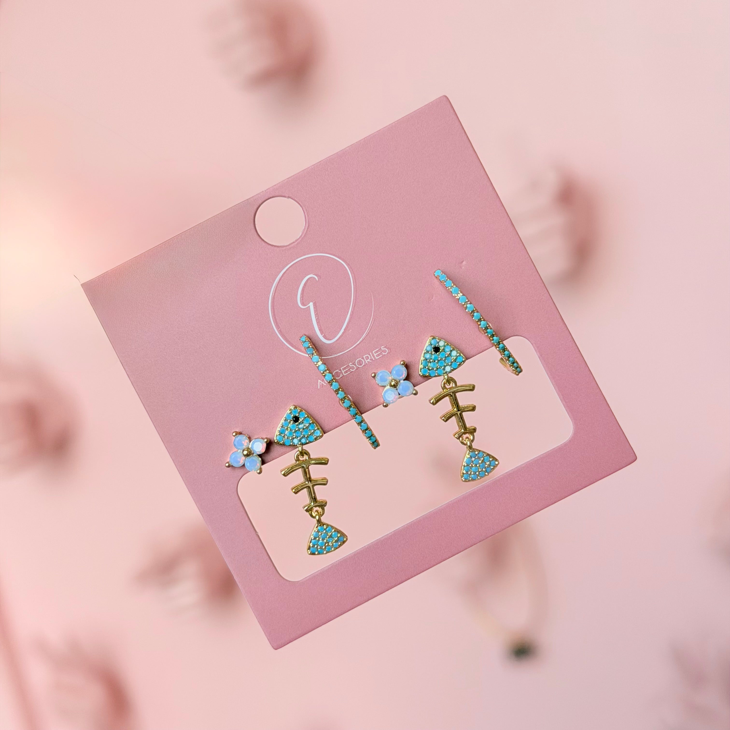 Fishbone Earring Set