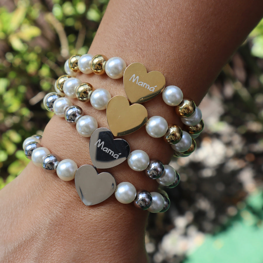 Solid Heart Pearls Bracelet