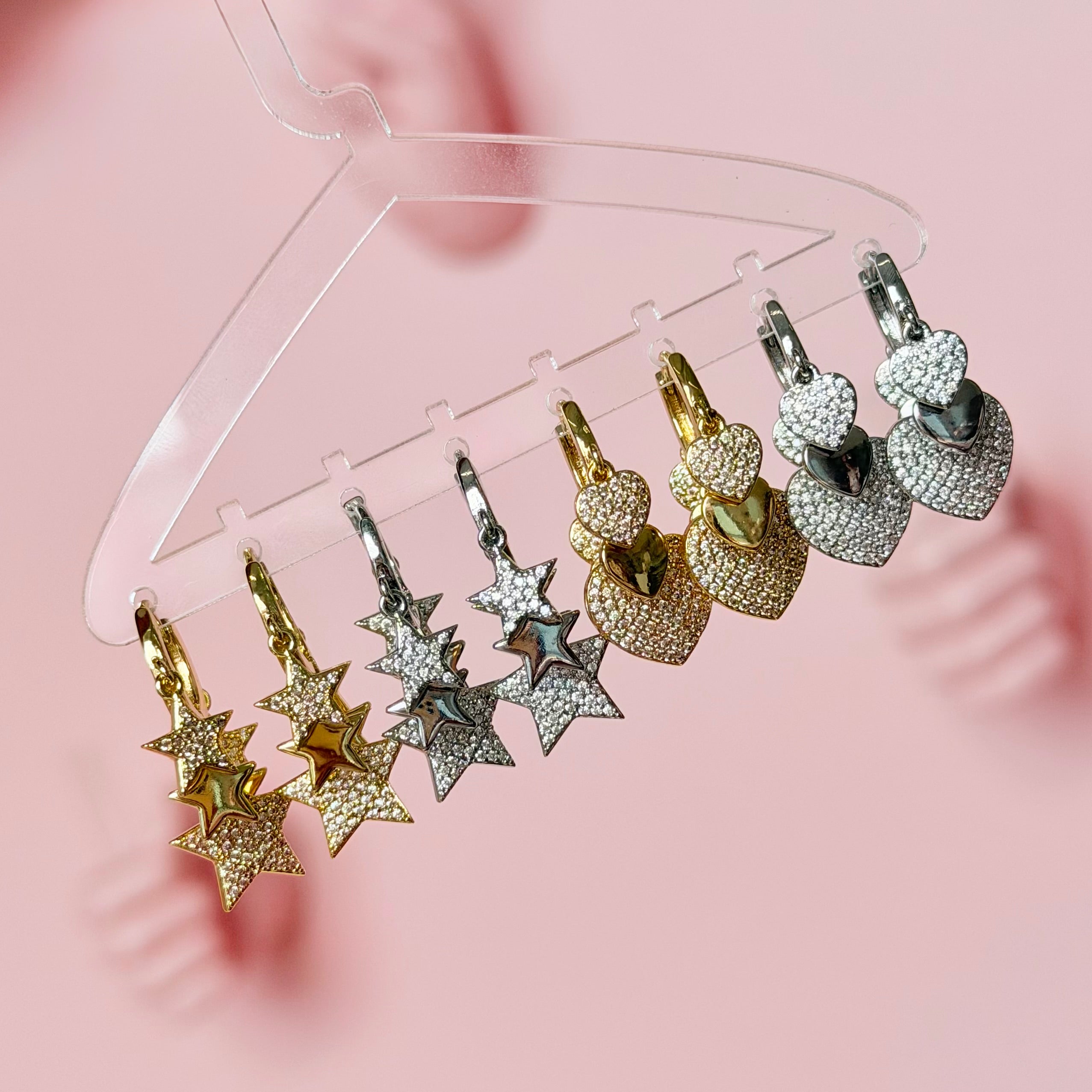 Mini Star and Heart Sparkle Hoops