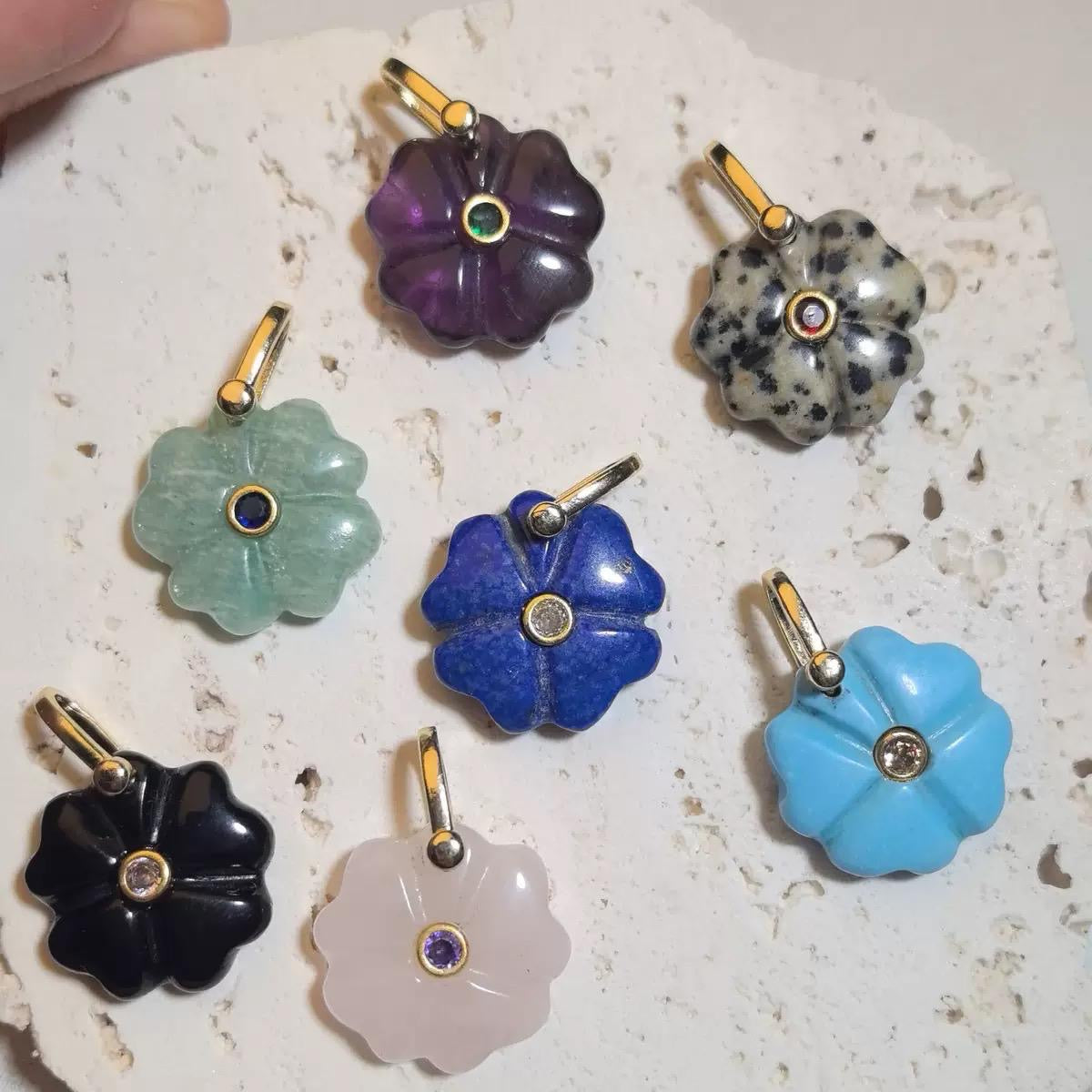 Bloomstone Flower 
Natural Stone Charm