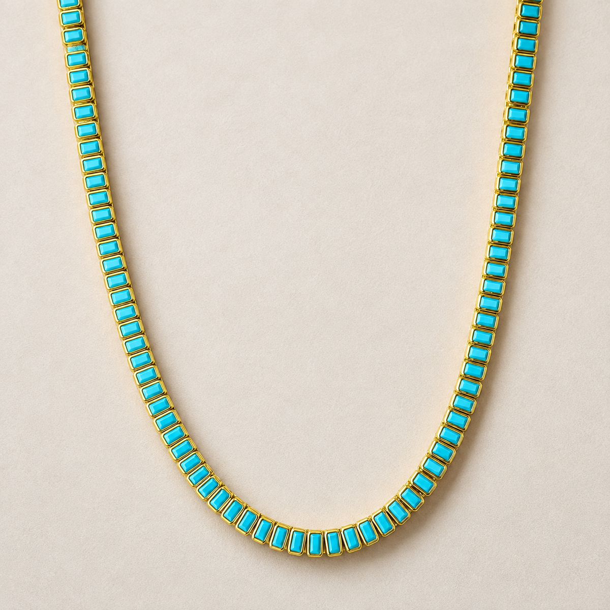 Turquoise Baguette Tennis Necklace