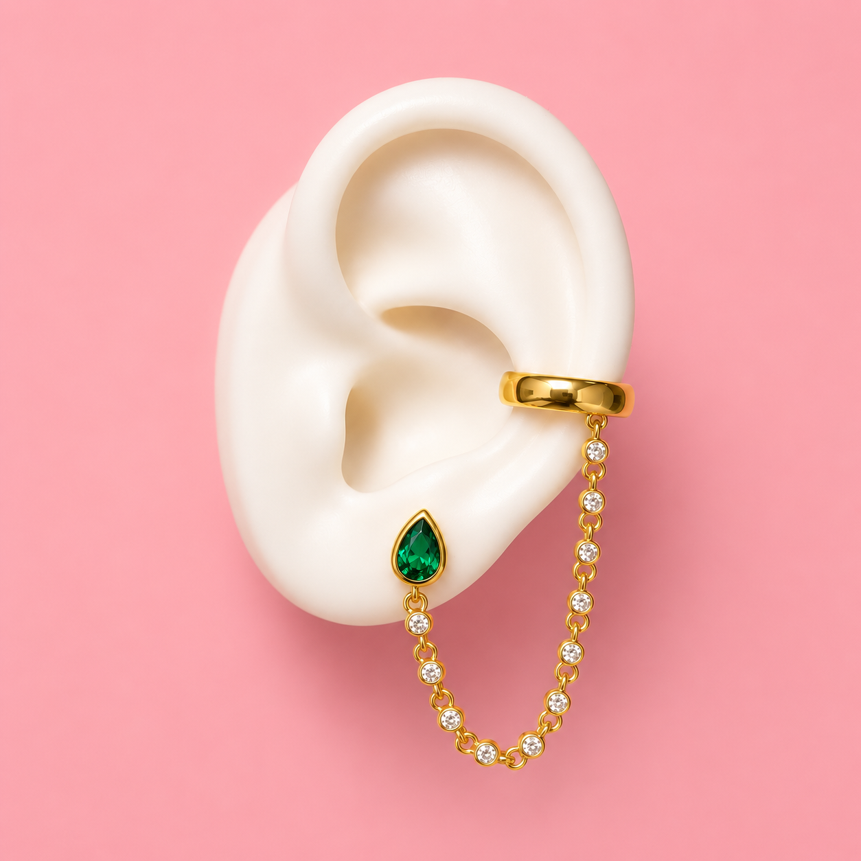 Celeste Drop Chain Earrings Plus Earcuff