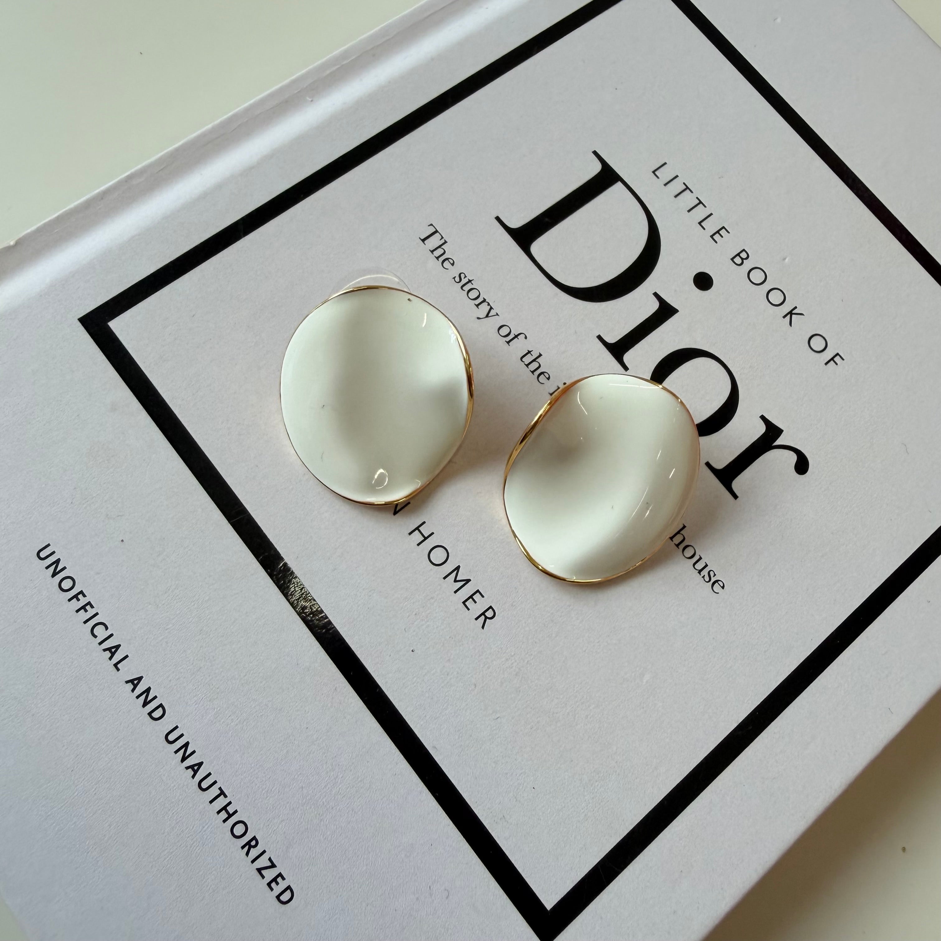 Disco White Earrings