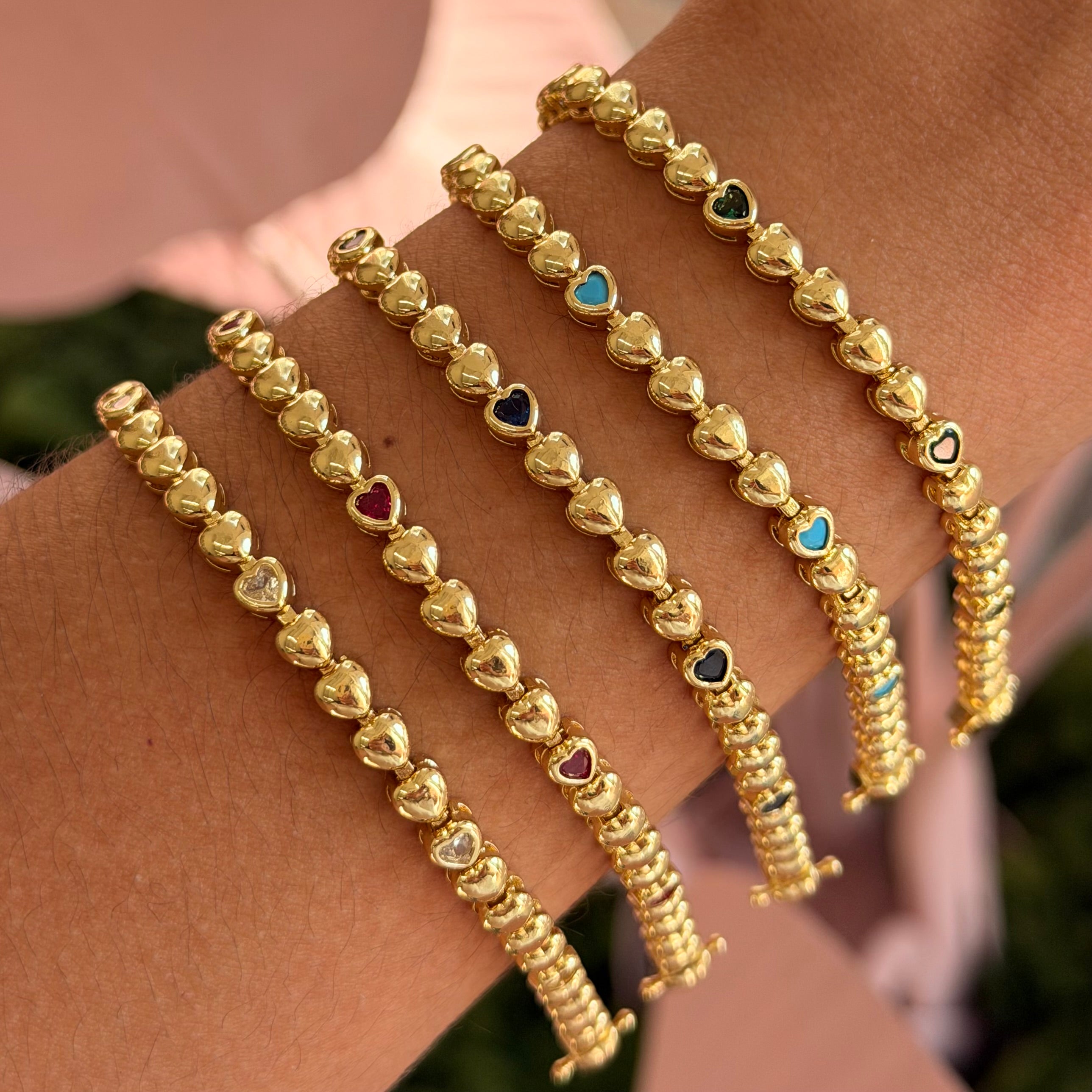 Mini Pavé Heart Tennis Bracelets