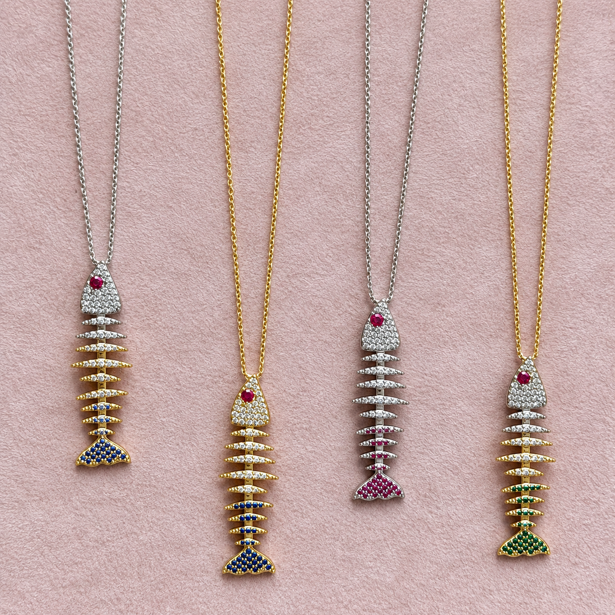 Crystal Fishbone Necklace