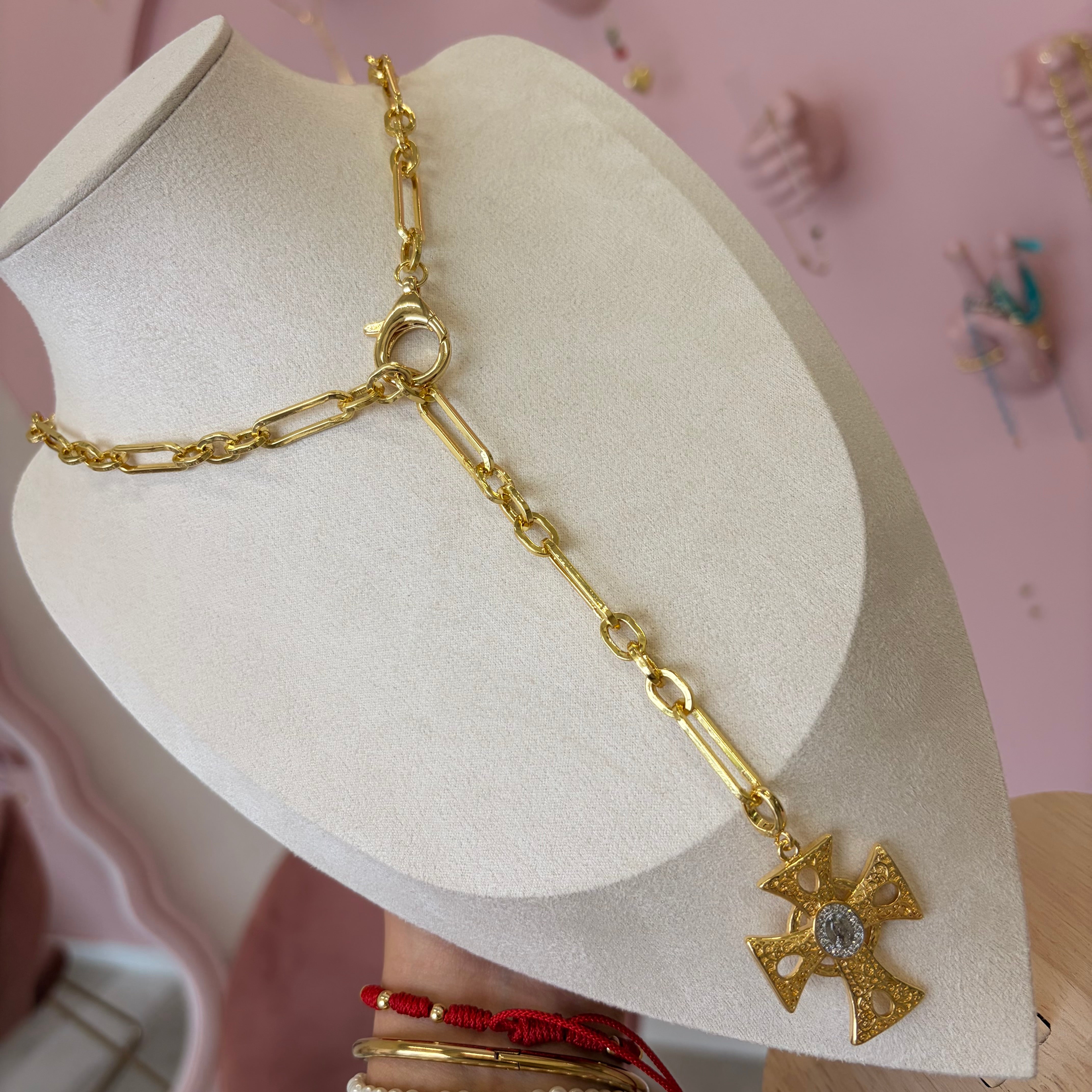 Loop Link Cross  Necklace