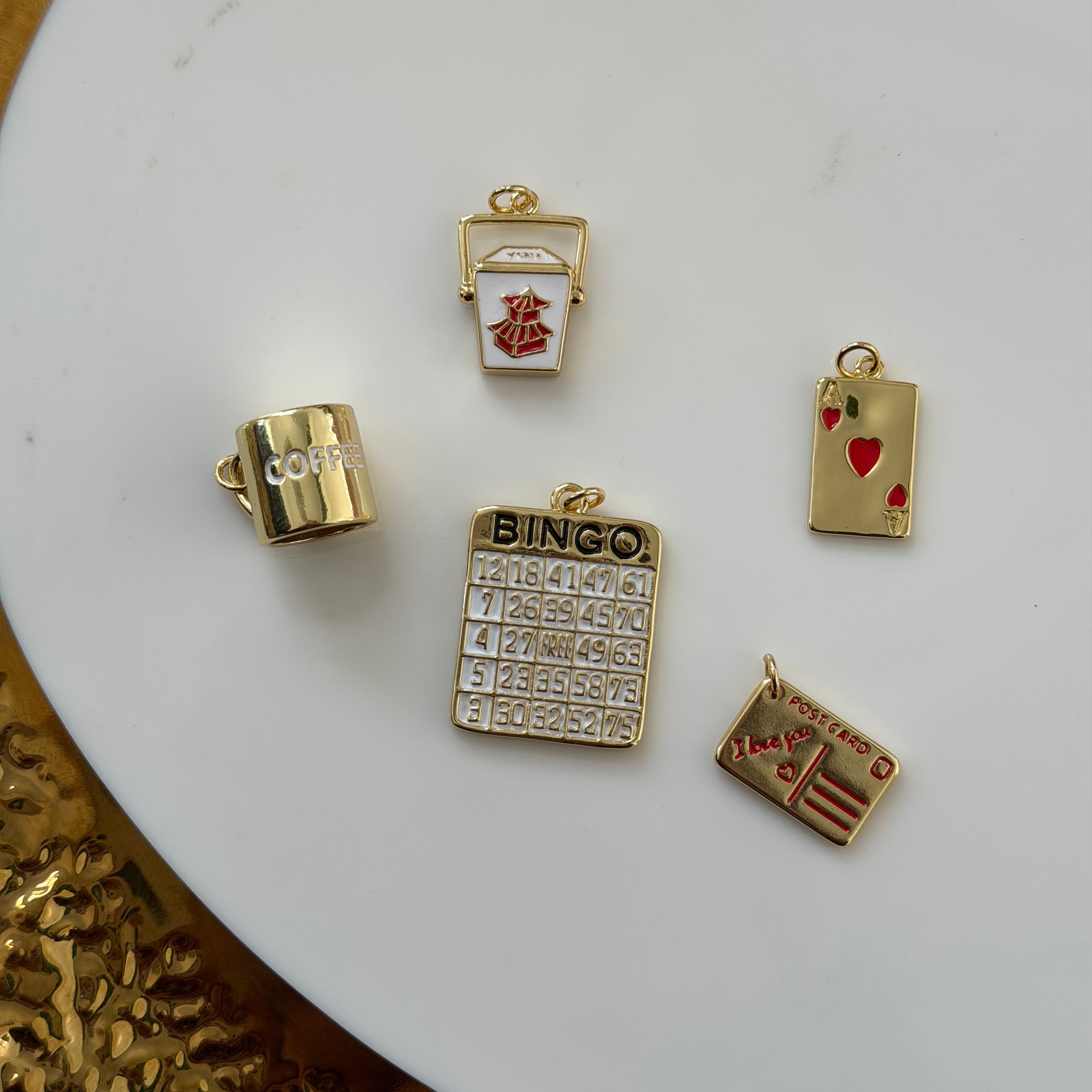 Red and White Statement Charms