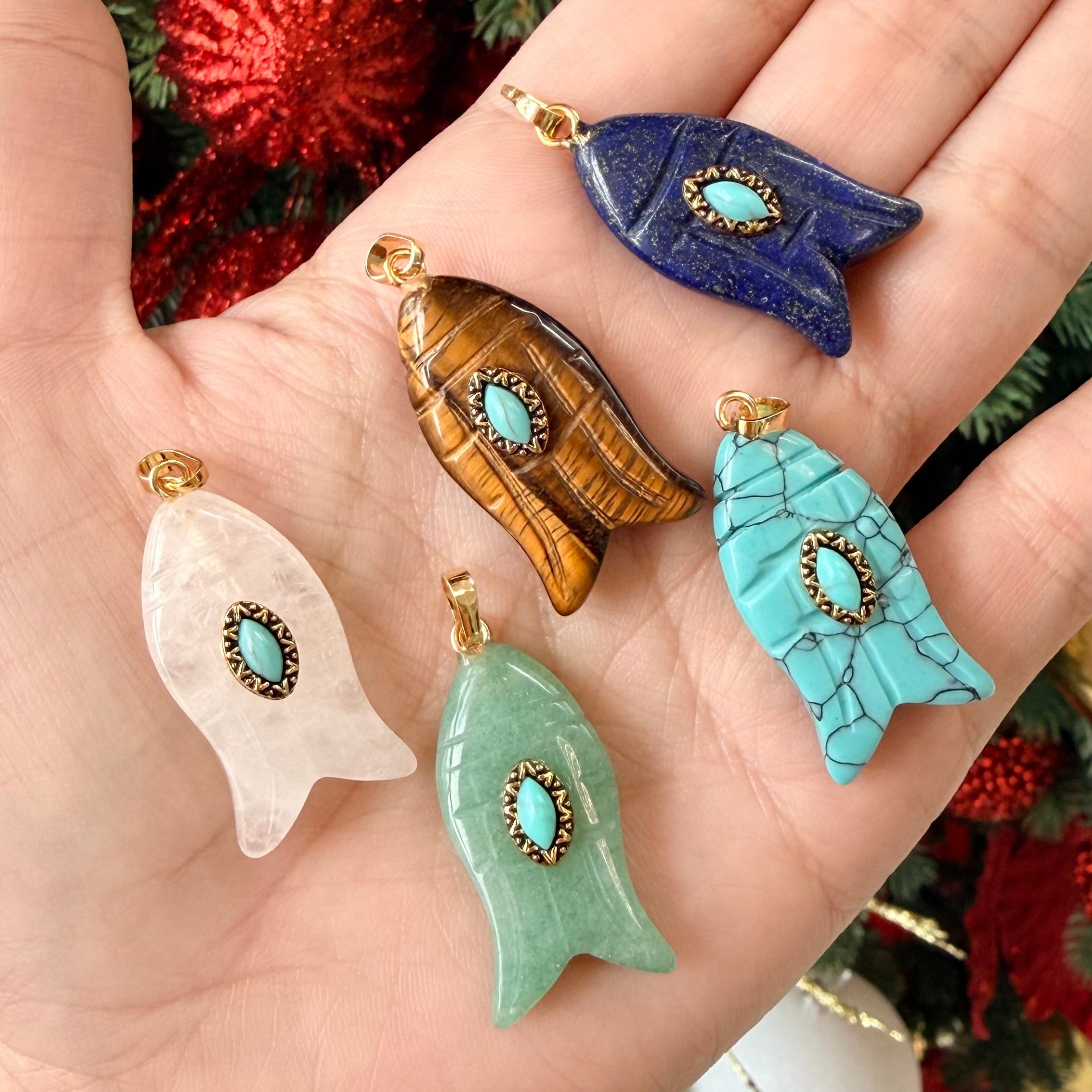 Fish Gem Stone Charms