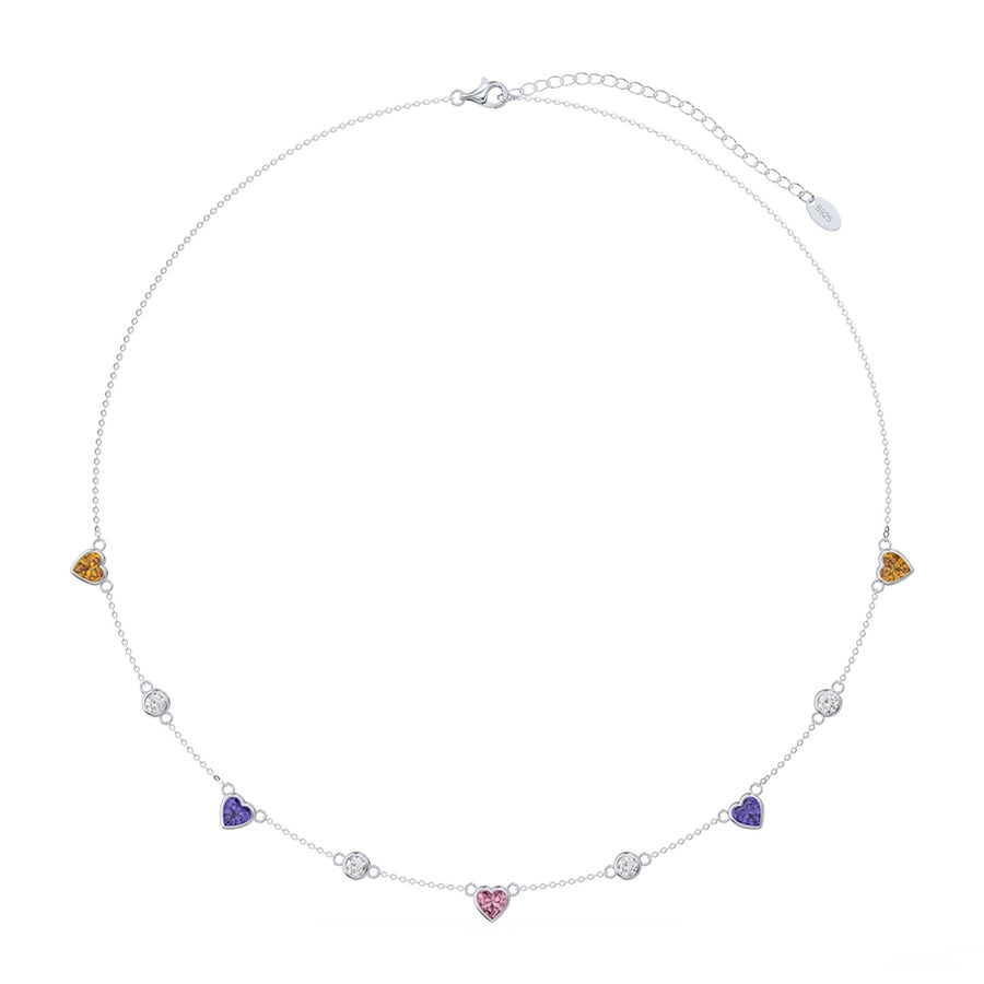 Crystal Color Hearts Necklace