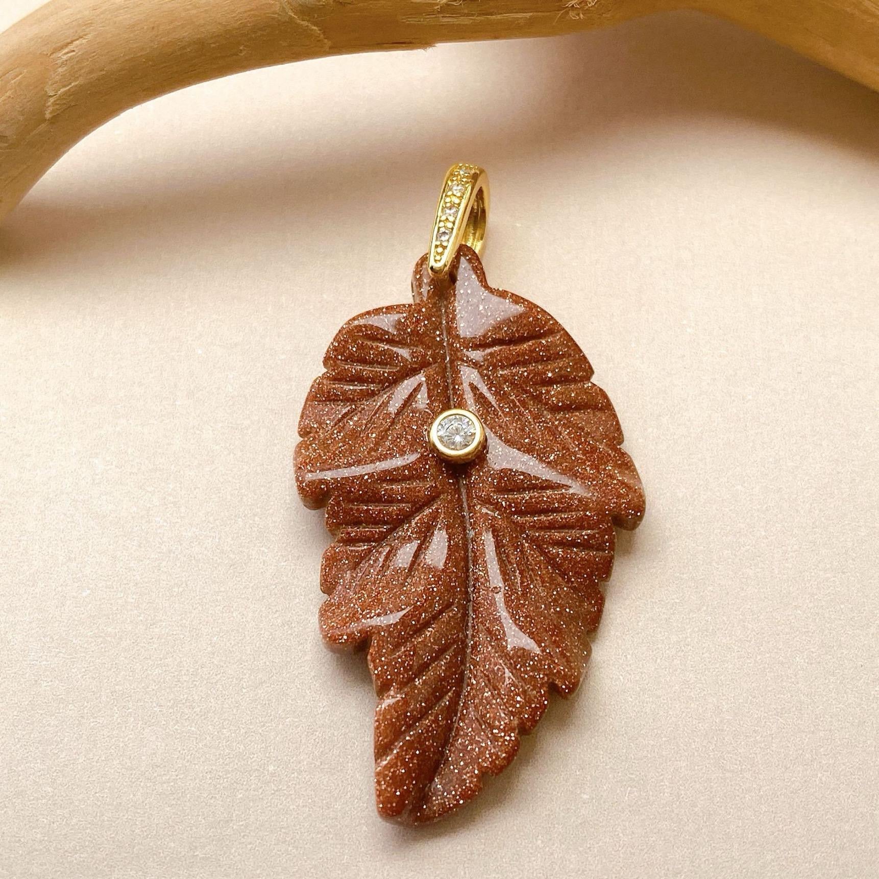 Leaf Natural Gemstone Charm