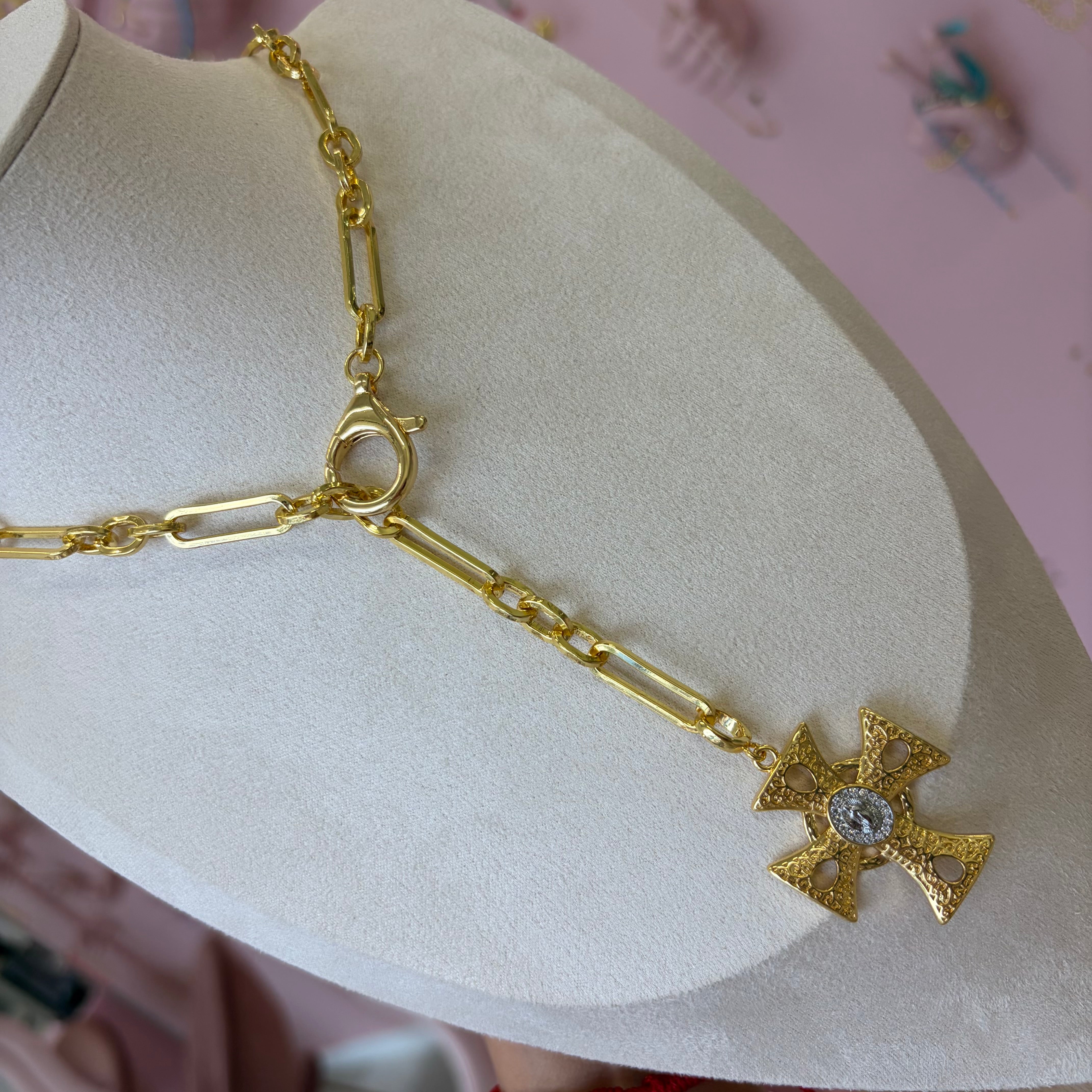 Loop Link Cross  Necklace