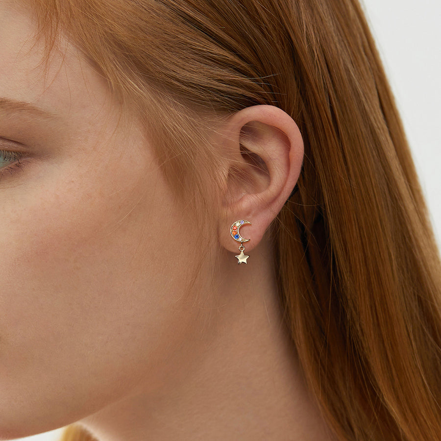 Moon and Star Rainbow Earring