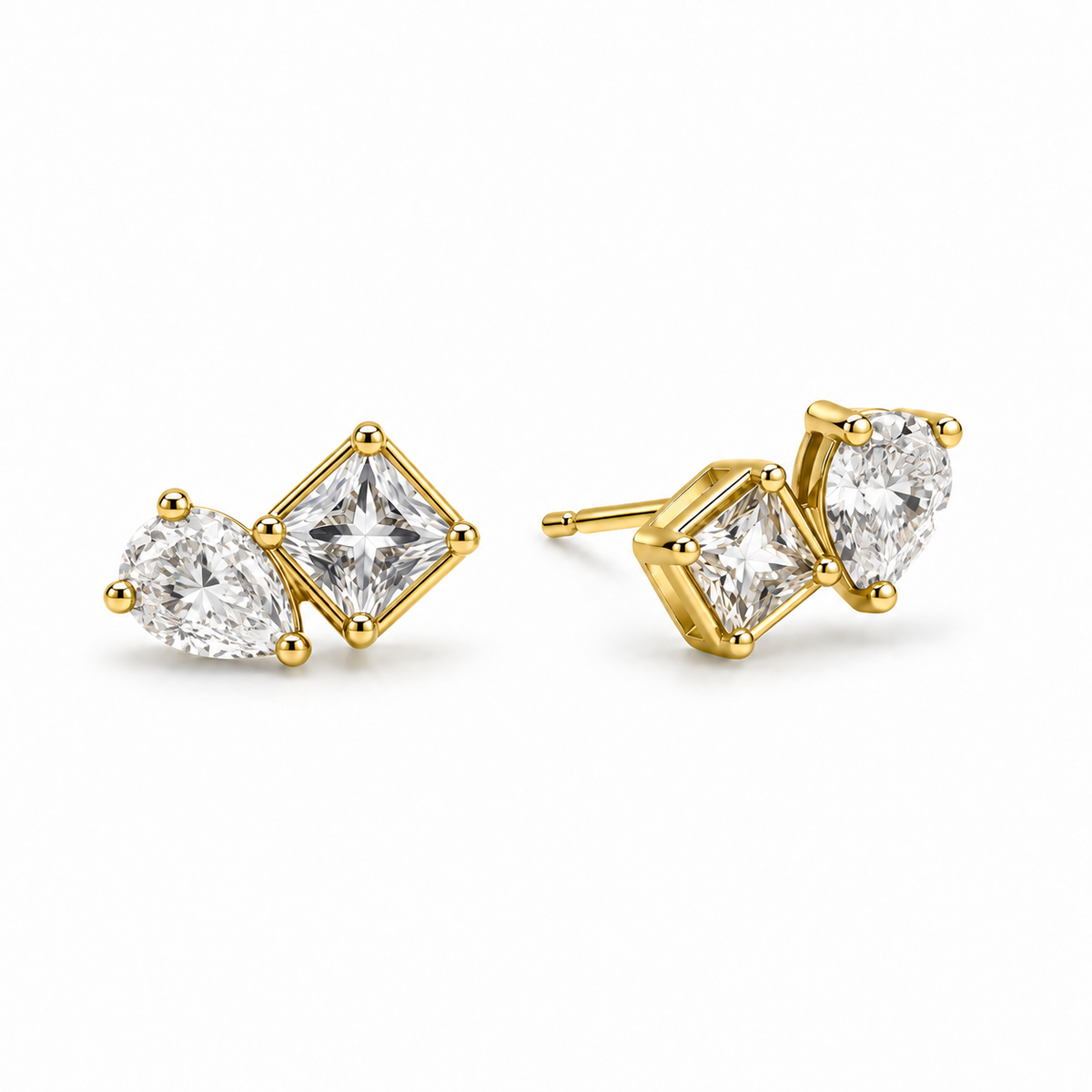 Color Duo Crystal Stud Earrings