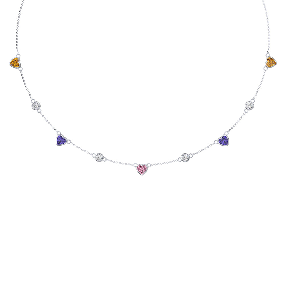 Crystal Color Hearts Necklace