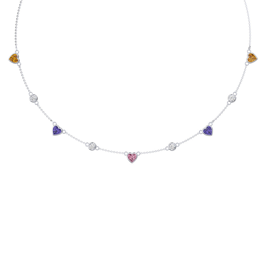 Crystal Color Hearts Necklace