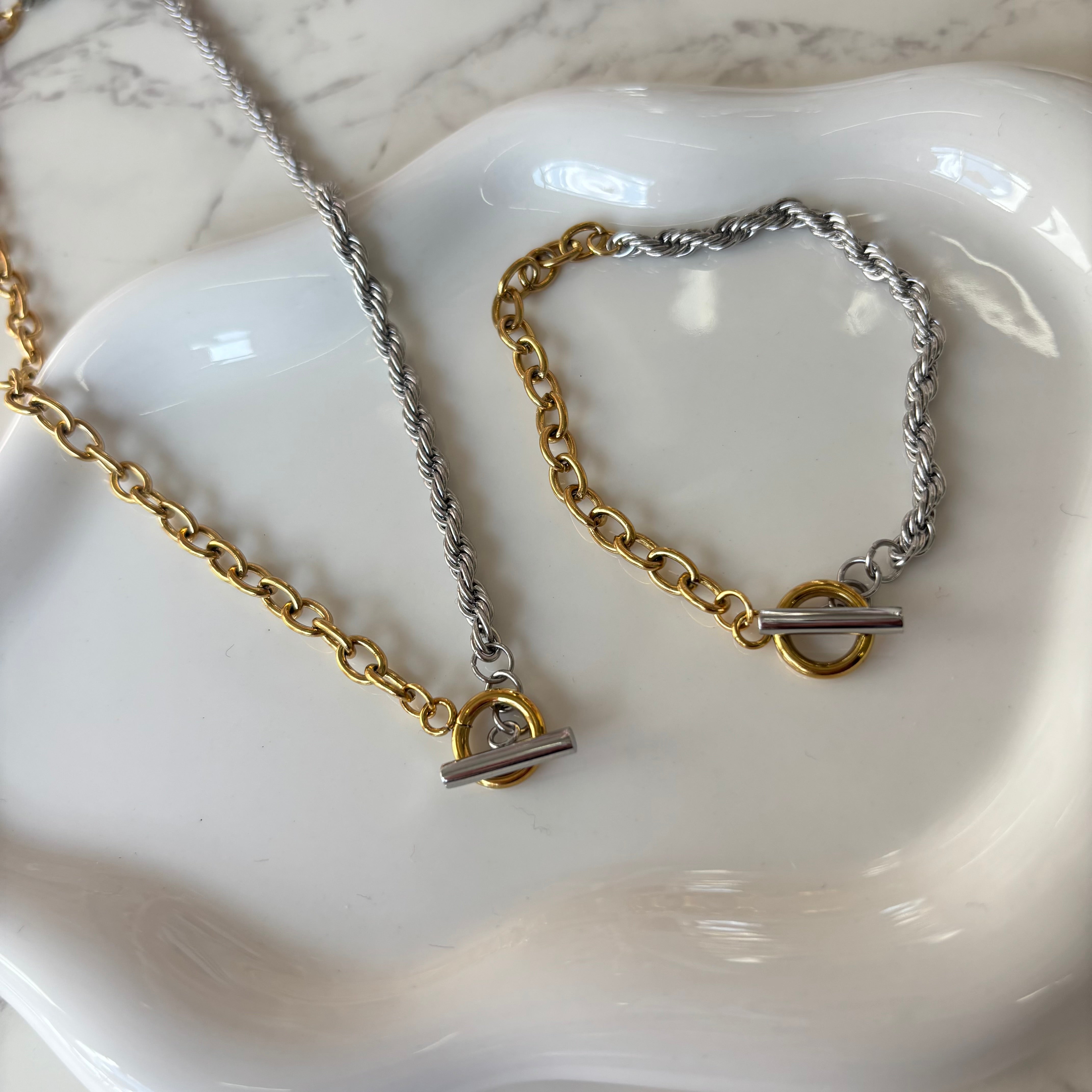 Two Tone Rope Chain Set