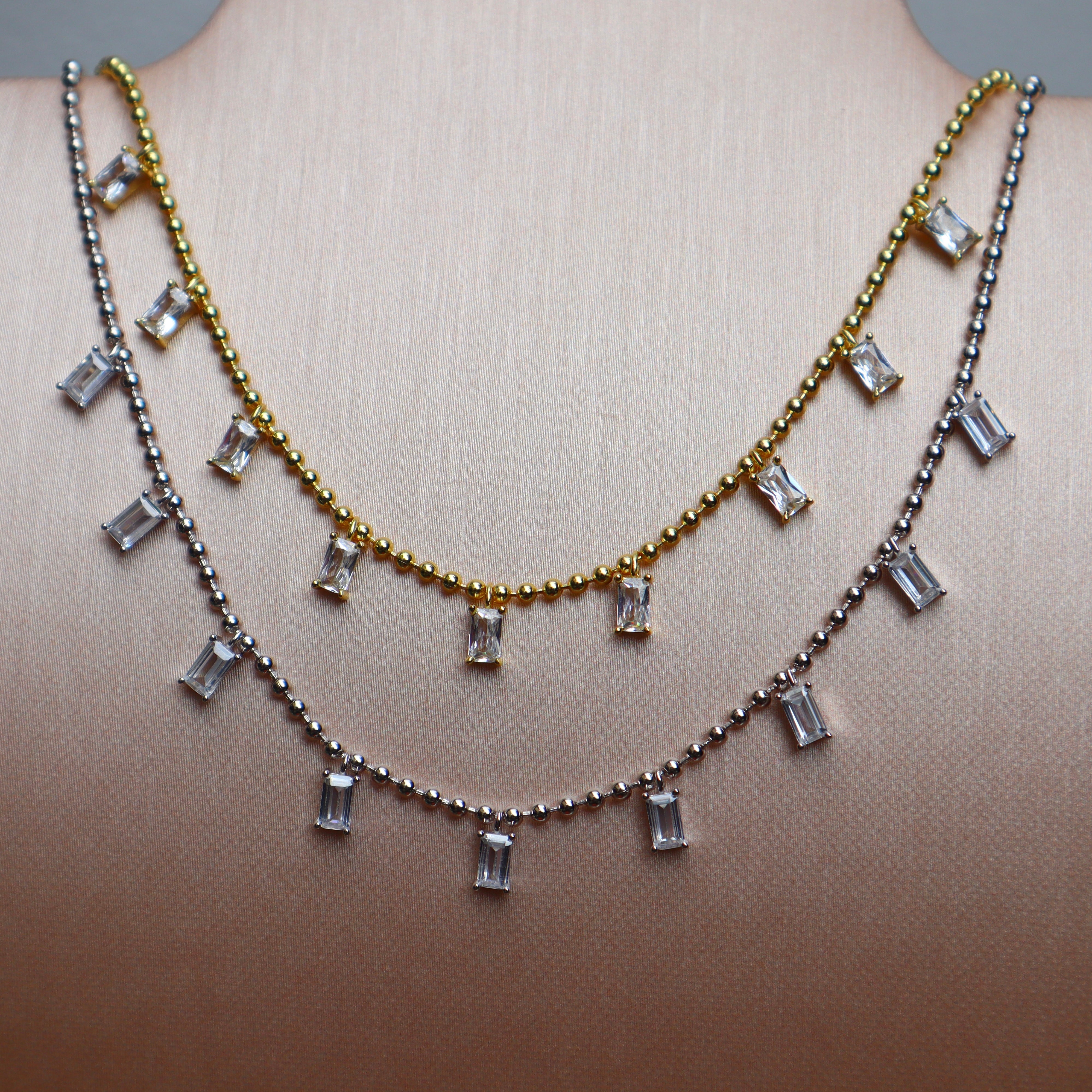 Beads Little Crystal Baguette Necklace