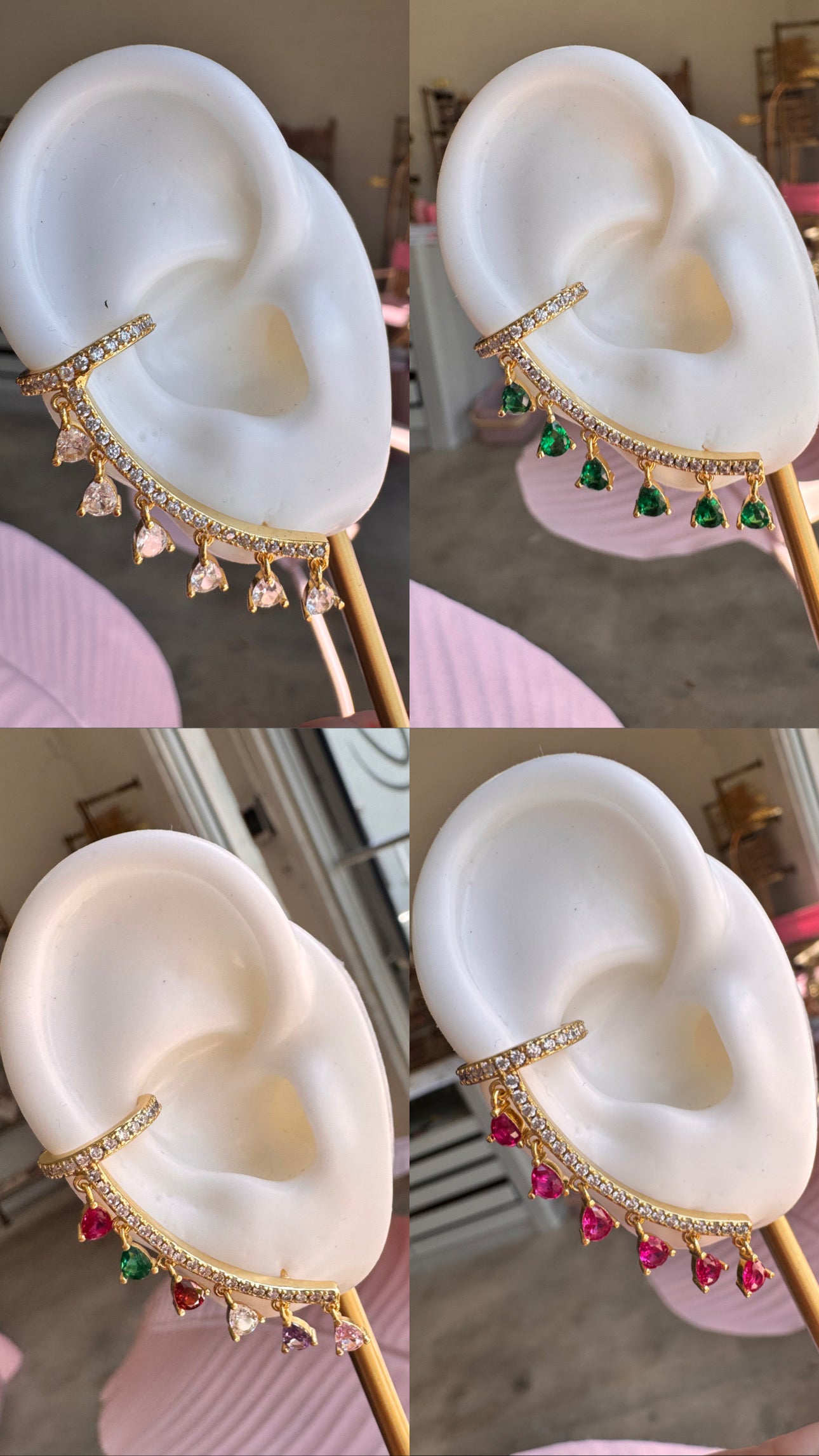 Crystals Drops Earrings Plus Earcuff