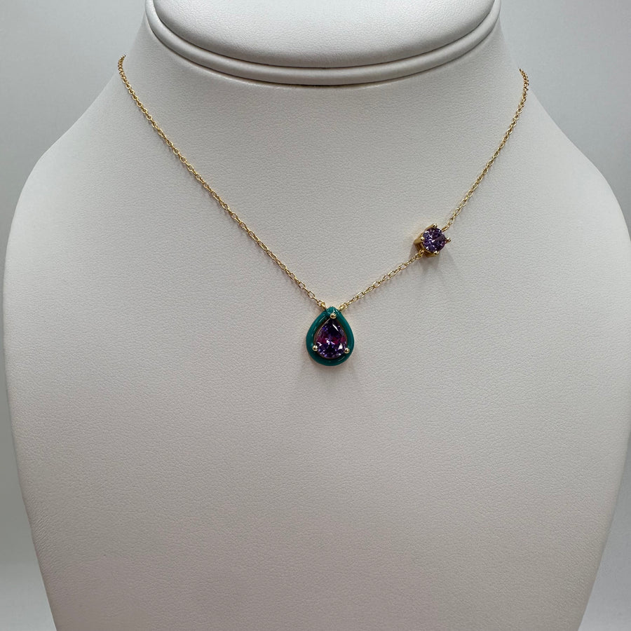 Tear Enamel Crystal Color Necklace