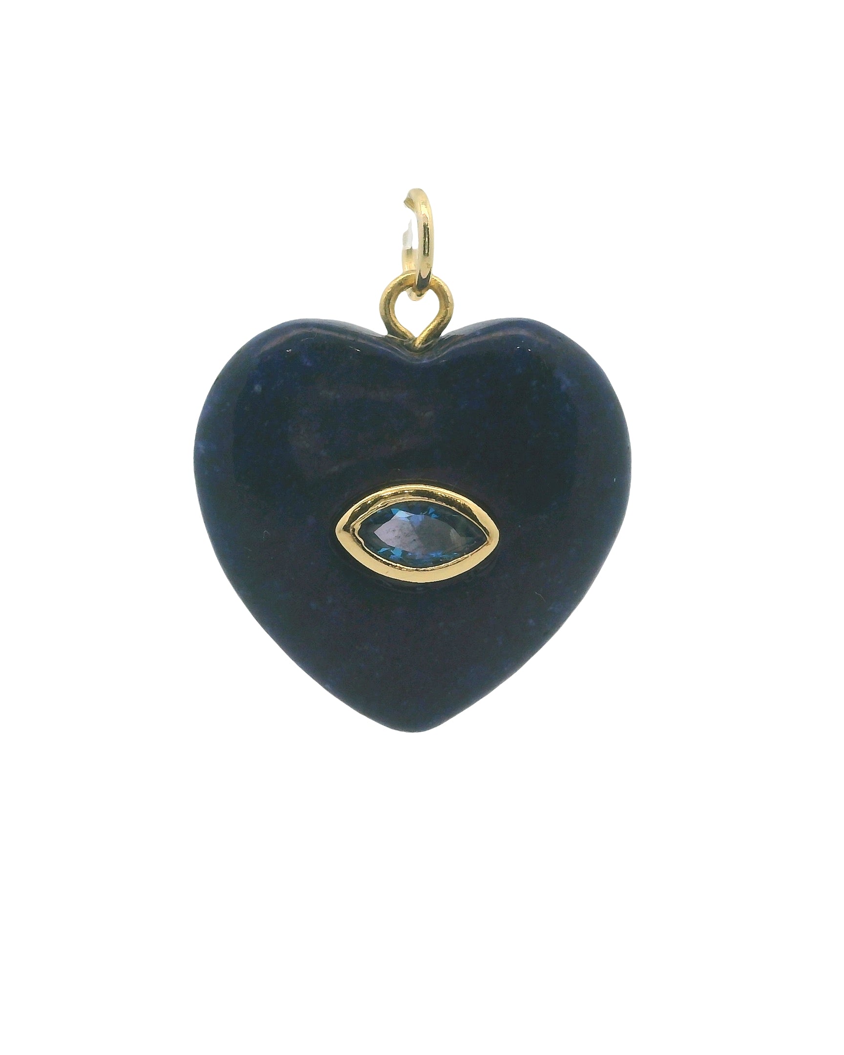 Natural Stone Heart Evil Eye Charm