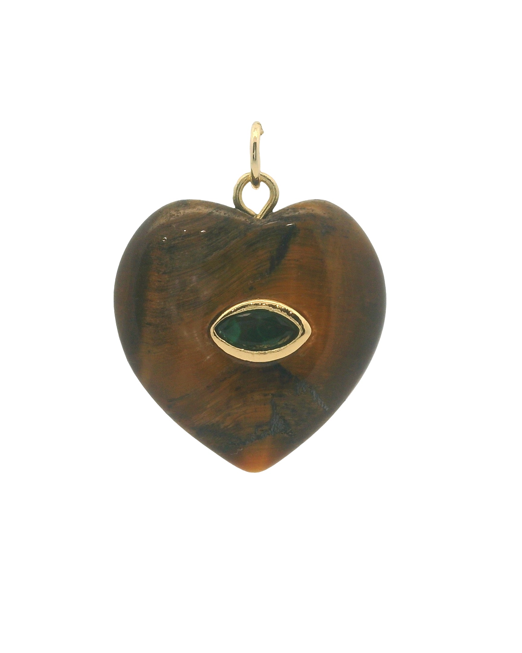 Natural Stone Heart Evil Eye Charm