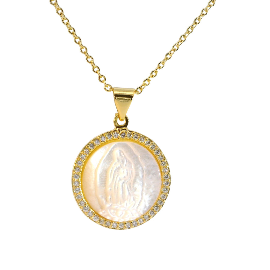 Guadalupe Nacar Round Crystal Frame Necklace