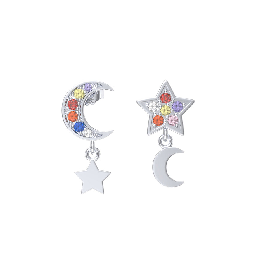 Moon and Star Rainbow Earring