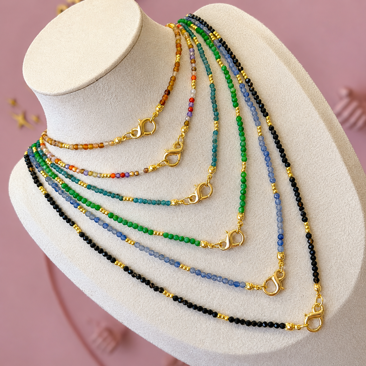 Natural Stone Long  Necklace