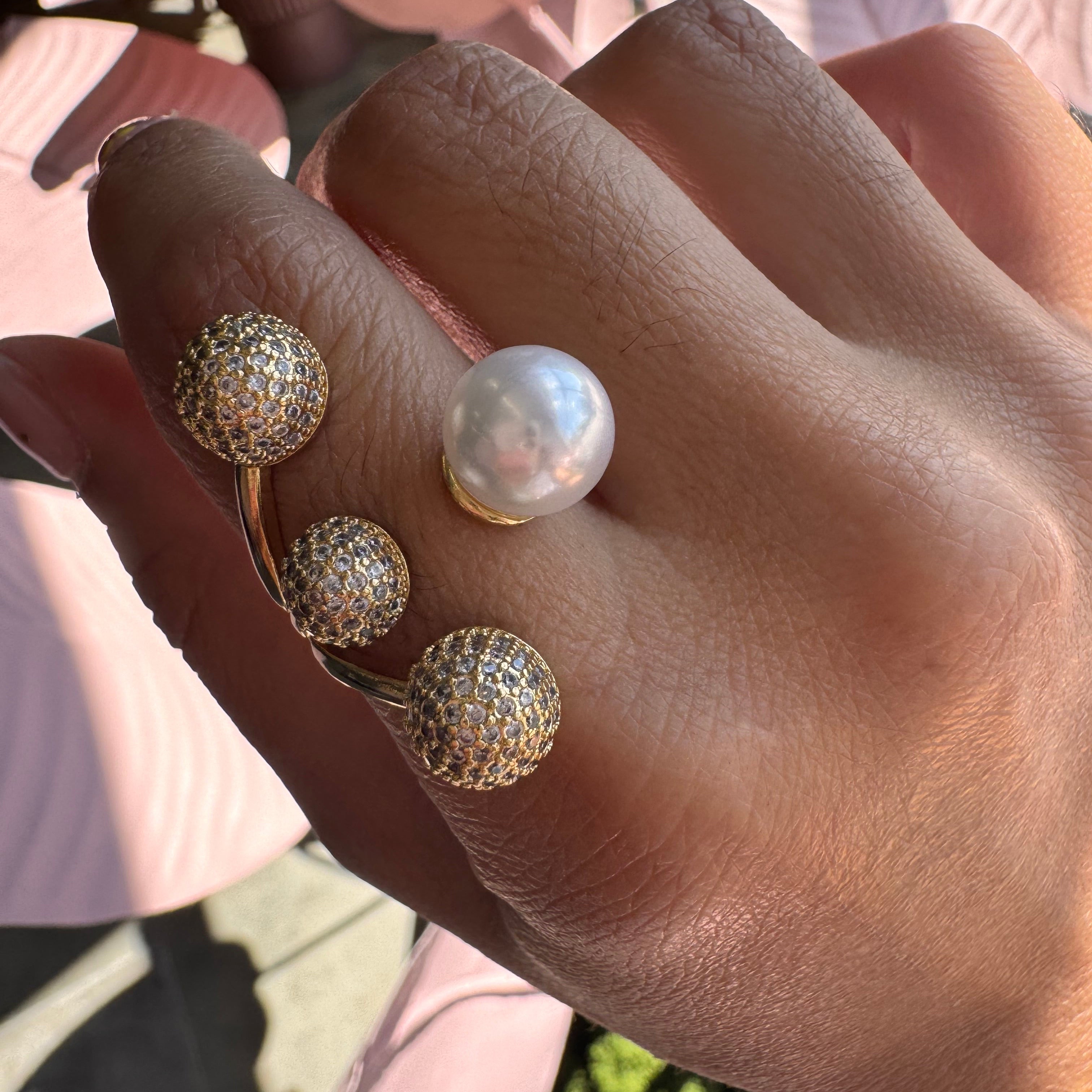 Trio Zirconium and Pearl Ring