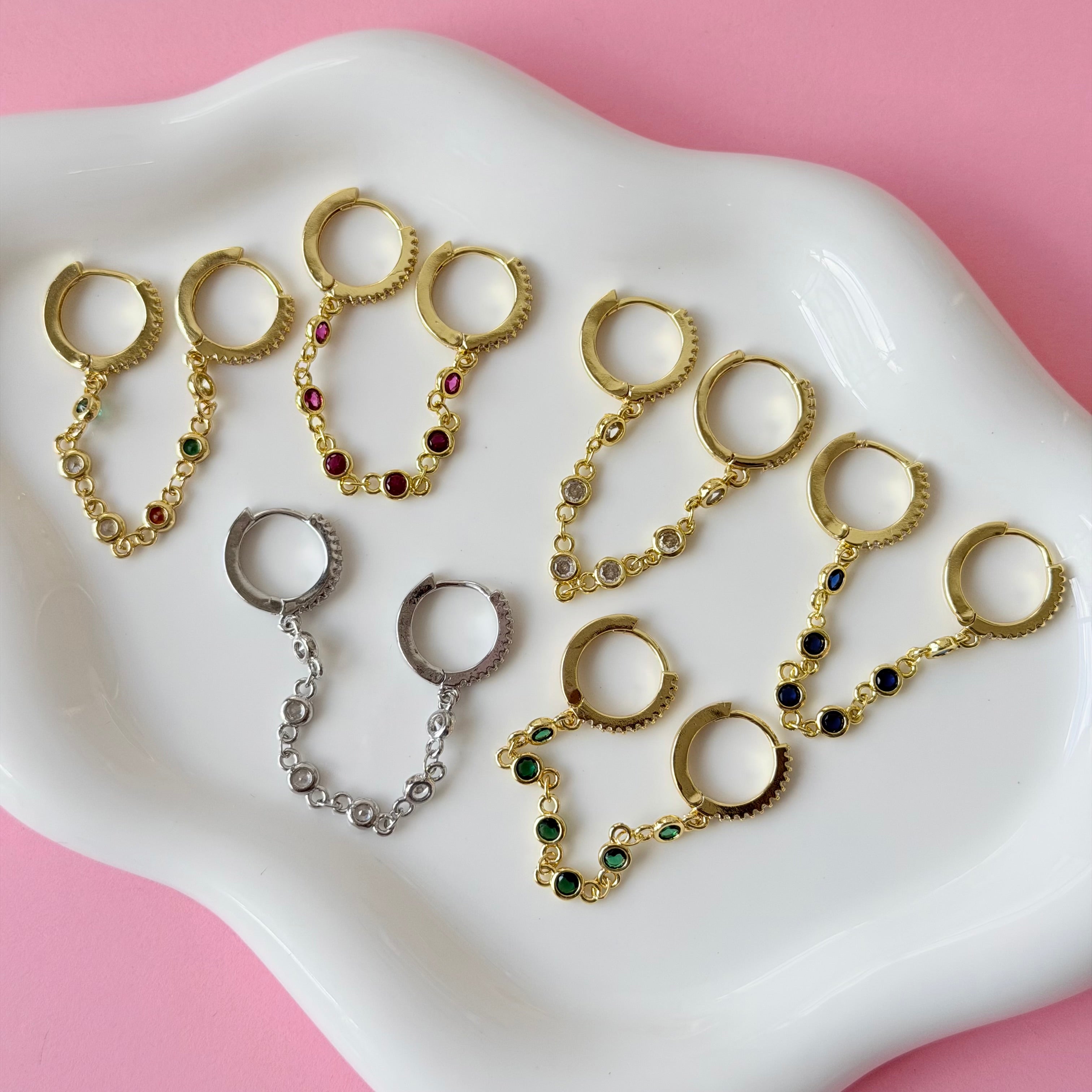 Crystals Dots Double Hoops