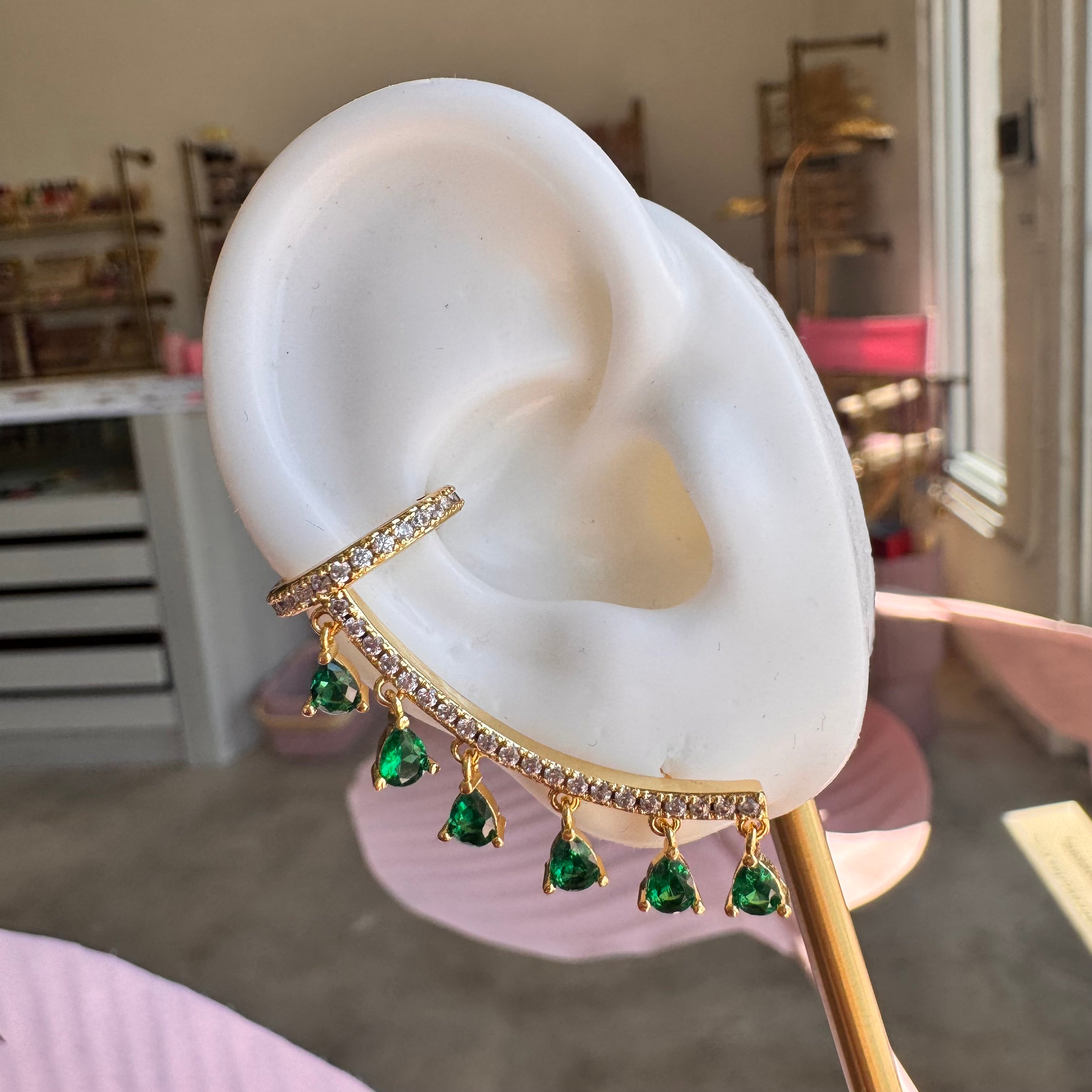 Crystals Drops Earrings Plus Earcuff
