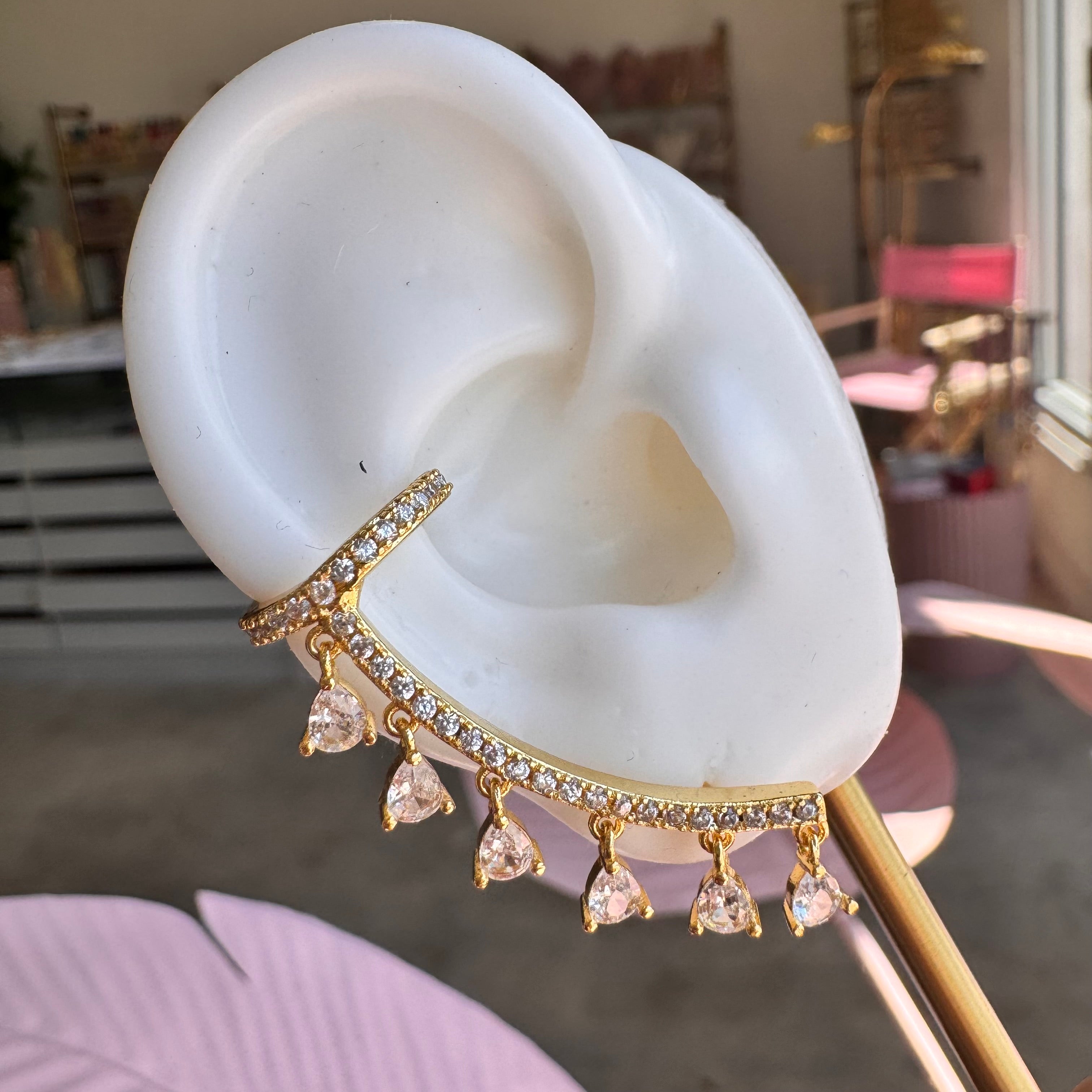 Crystals Drops Earrings Plus Earcuff