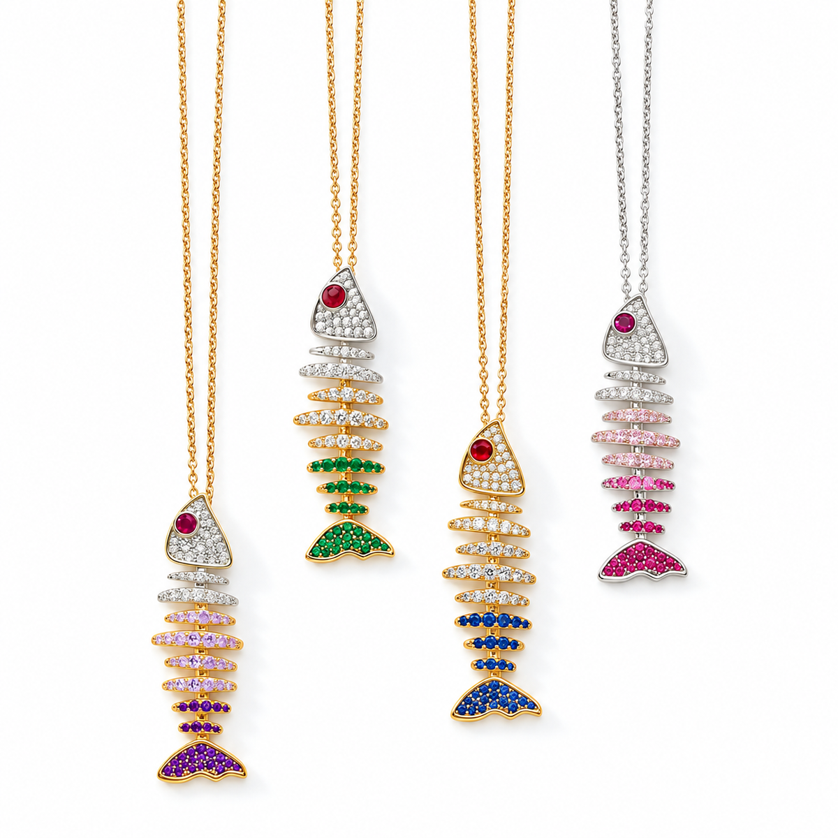Crystal Fishbone Necklace